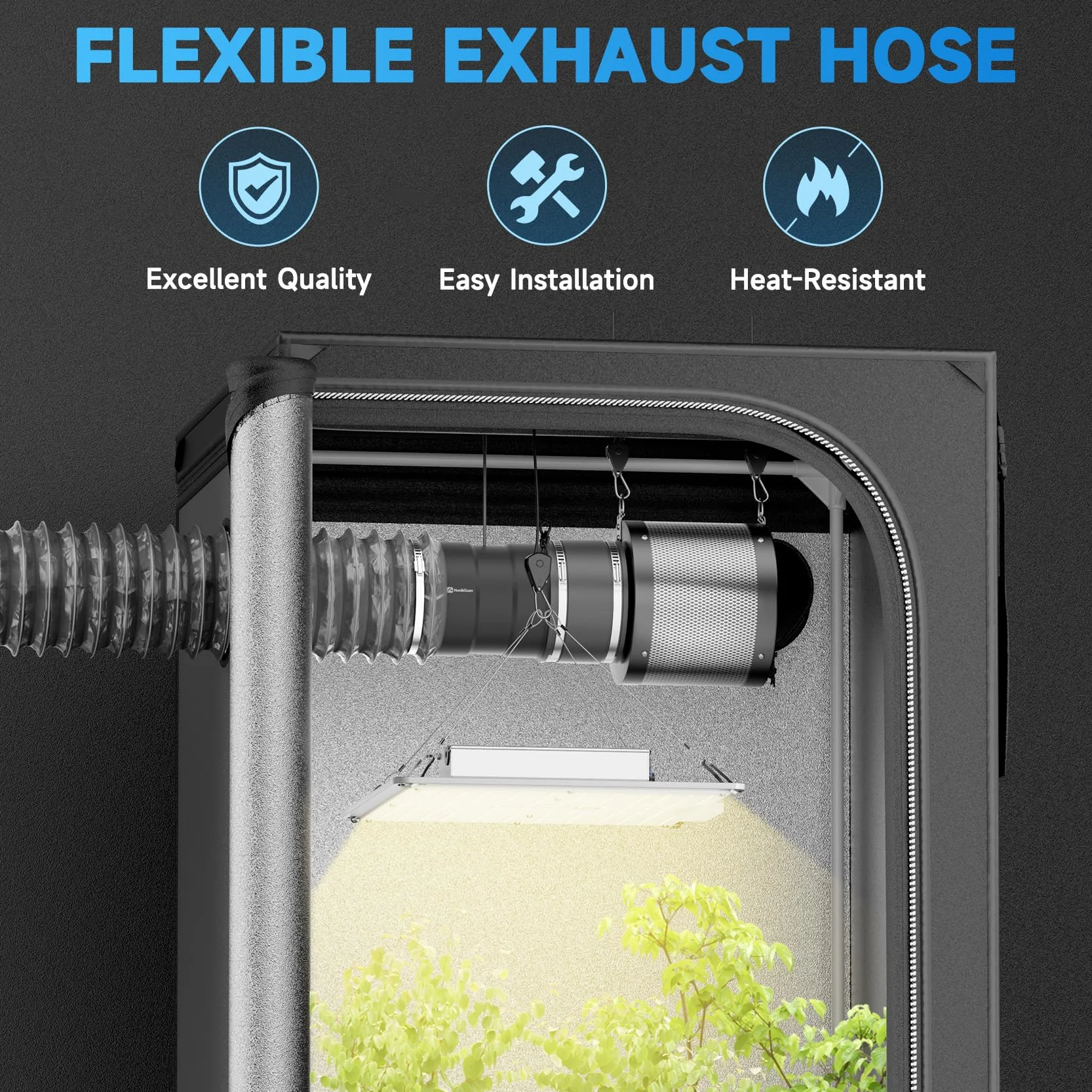 Hon&Guan ø 75mm Aislamiento Térmico PVC Manguera de Ventilación, Acústico Tubo de Aire 1,2m Metros Flexible di Aluminio PVC Tubo para Calentador de Diesel, Climatización, Tubería de Chimenea, Gris