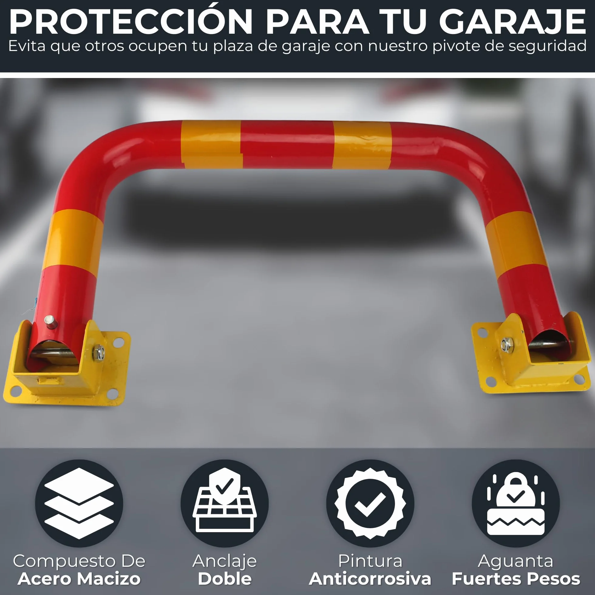 Cepos Parking - Barrera Parking con 2 Juegos de Llaves - Cepo Parking de Color Rojo y Amarillo - Cepo para Parking Interior y Exterior - Barrera Plaza Parking y Plaza Garaje