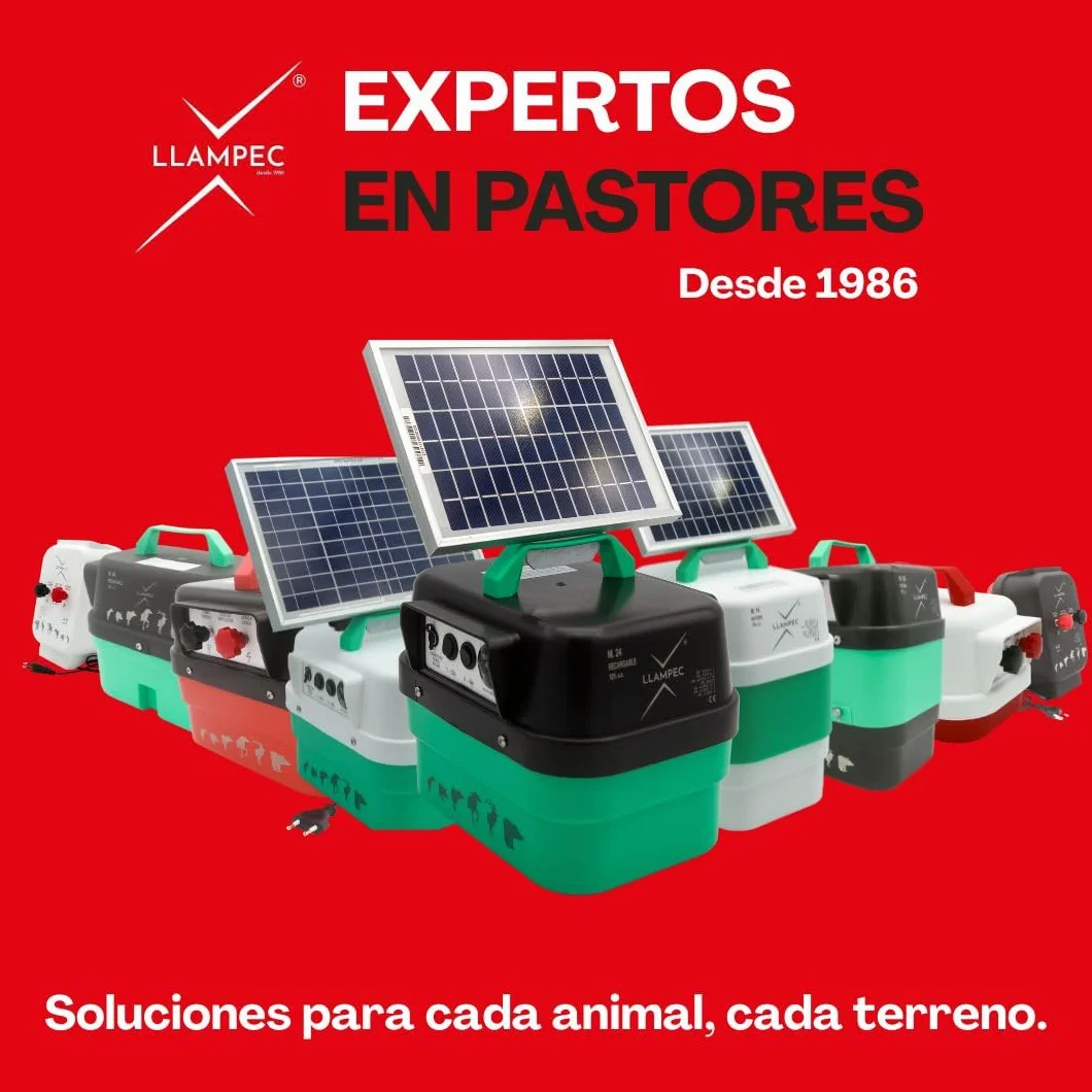 Pastor Eléctrico Llampec Mod.03 a Pila 9V – 0,37 J, 9.000 V y 6 km de alcance – Cerca eléctrica portátil para perros, gatos, caballos y vacuno – Autonomía 90 días – Fabricado en España