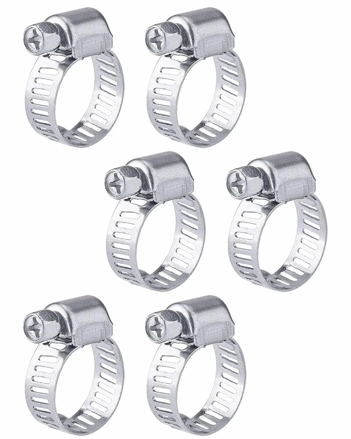 6 piezas Abrazaderas Metalicas para Tubos, Acero Inoxidable Ajustable 16-25 mm, Abrazaderas Tubo, de Manguera de Acero Inox para Mangueras Tubería de Agua Piscina