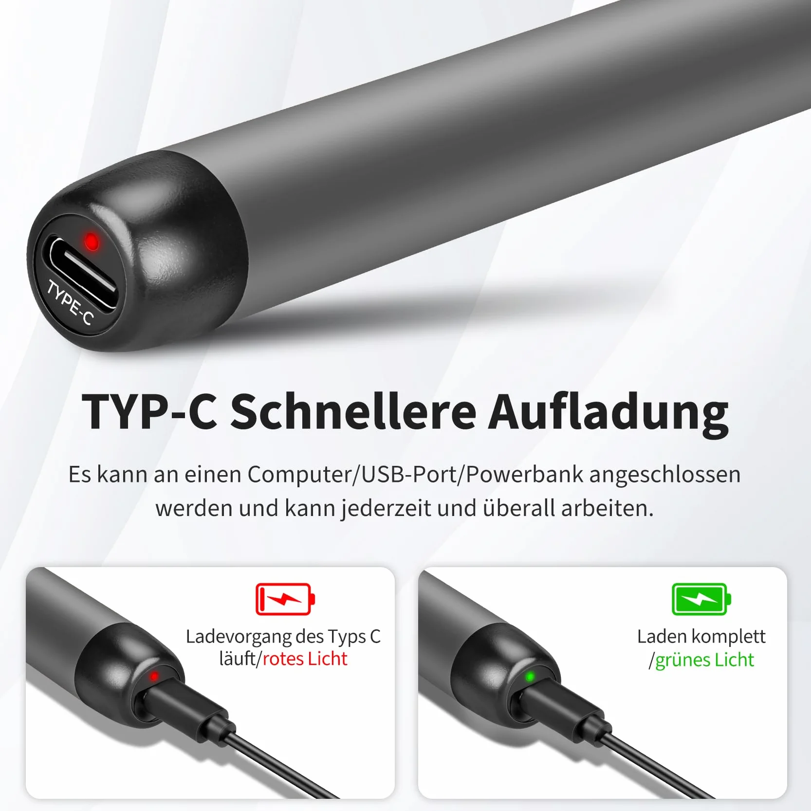 Daakro - Kit de soldador inalámbrico USB con temperatura ajustable, 3 fallas de soldadura, alambre de soldadura, pasta de soldadura, kit de soldadura para trabajos eléctricos (gris)