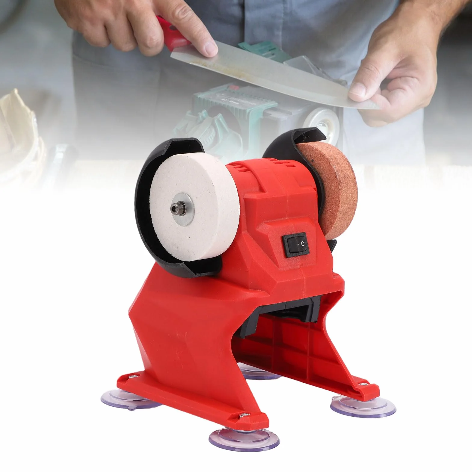 Yosoo Health Gear Amoladora de Banco Mini Rectificadora Eléctrica con Motor Totalmente de Cobre 150W 5500RPM Ruedas de Corindón Dobles para Afilar Joyas de Madera y Metal
