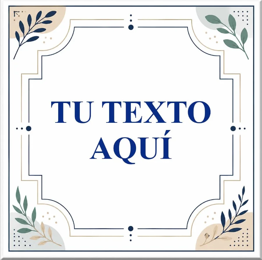 Azulejo de Cerámica Personalizado, 15 x 15 cm, 4 Modelos Disponibles, Estilo Decorativo con Texto