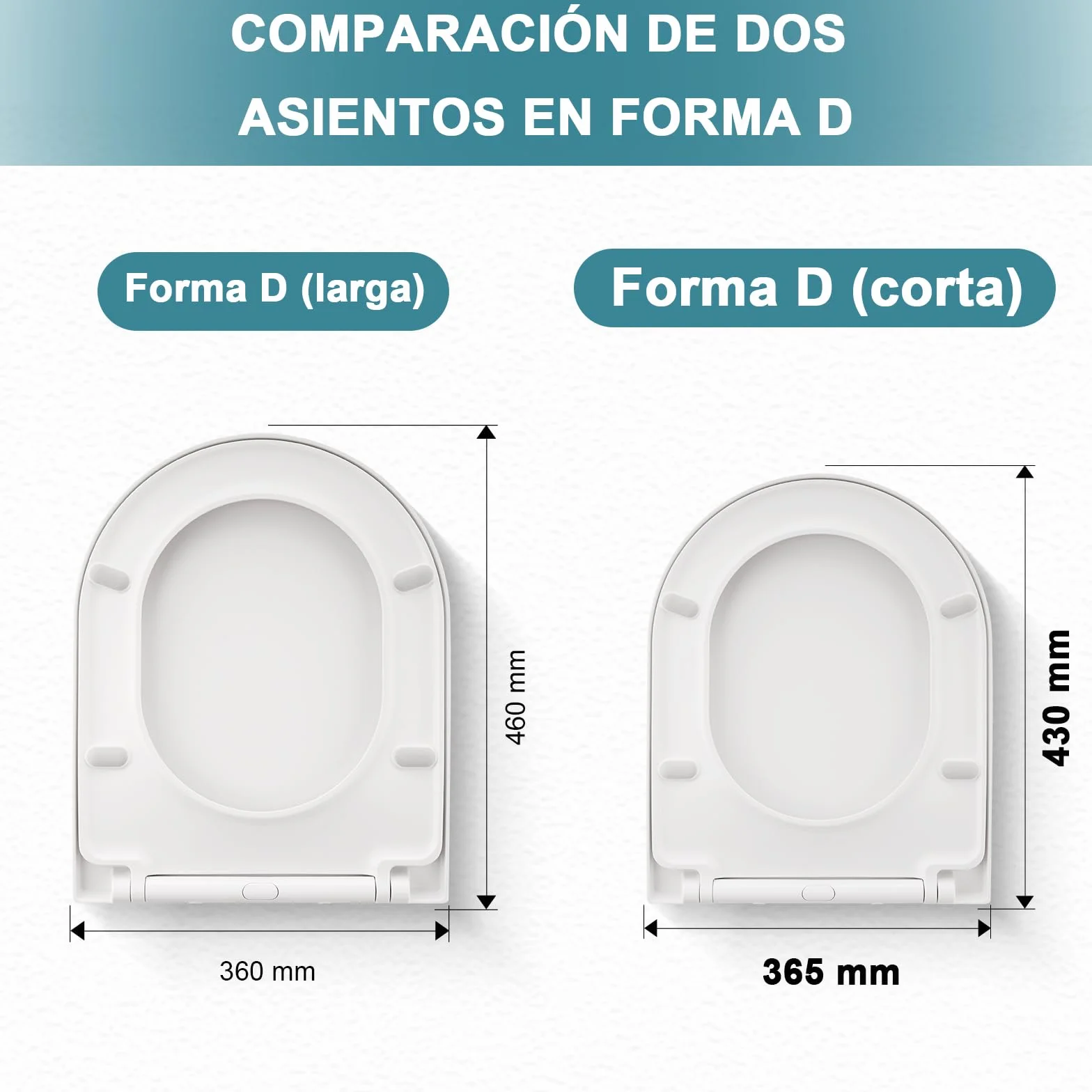 Tapa WC Universal Amortiguada D-Forma 430x360 mm, Duroplast Blanco