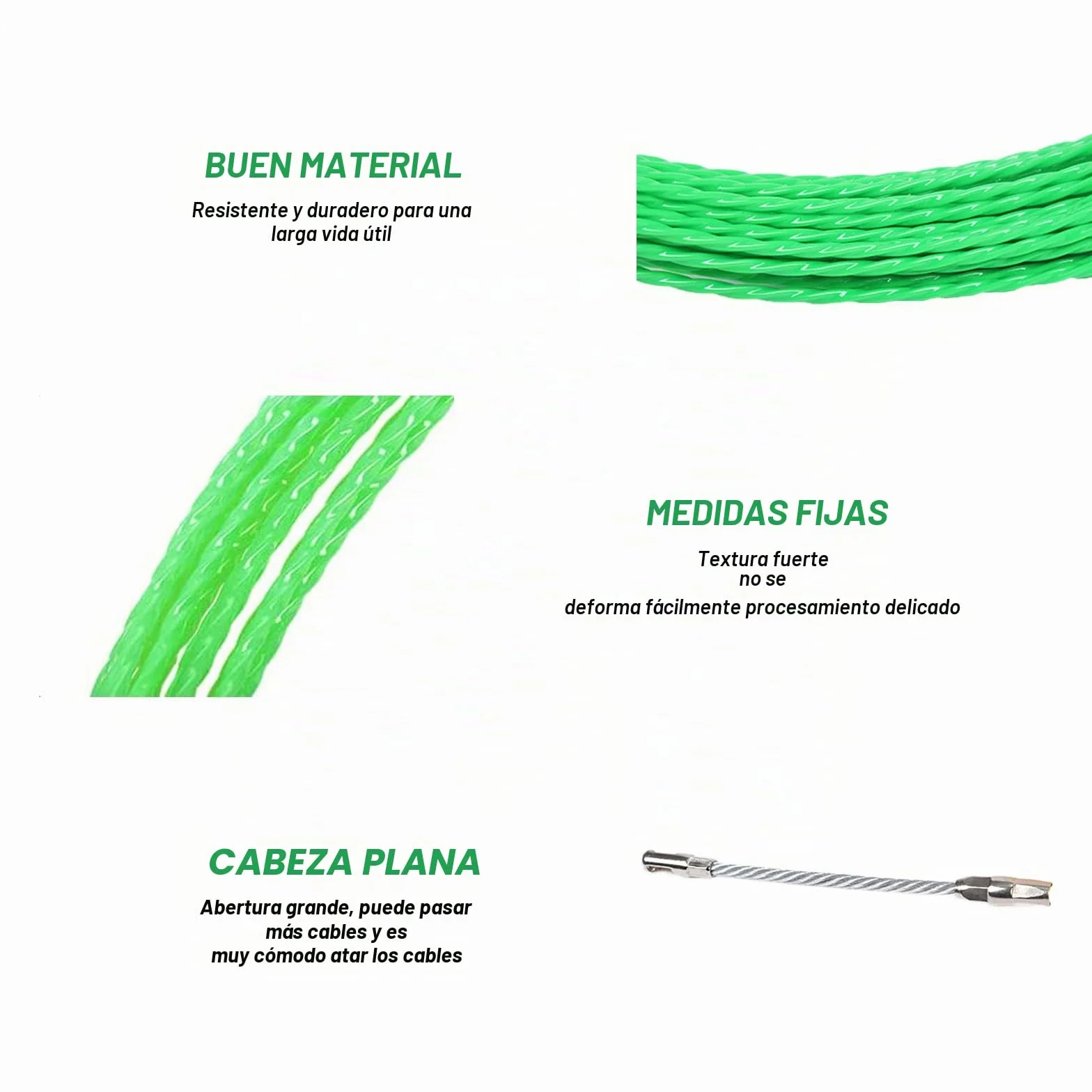 20 m Guia Pasacables, φ 4 mm Enhebrador de Alambre Electrico,con 2 muelles guía, para Tubería Conducto de Cable Pared, Obras de Telecomunicaciones