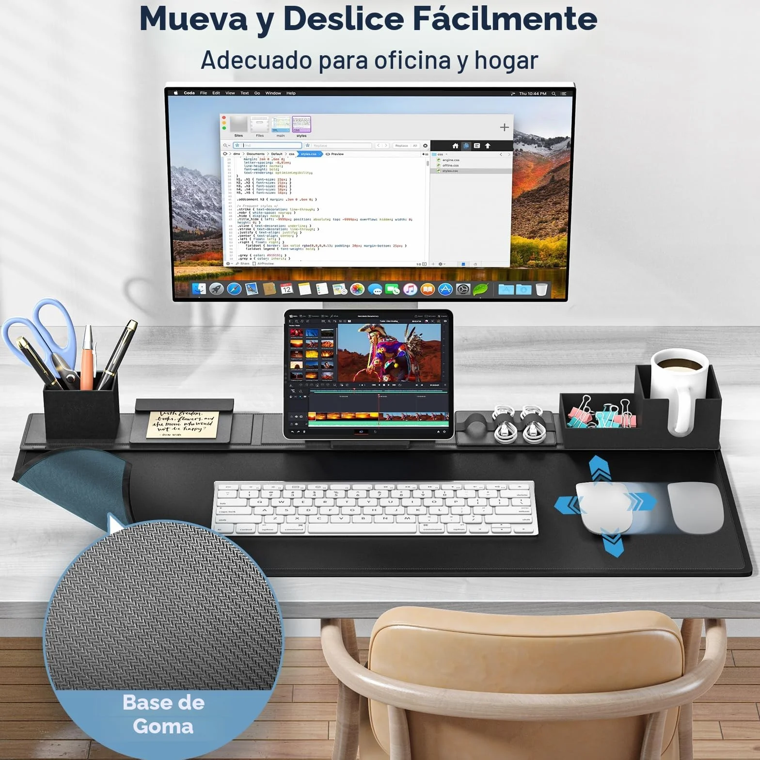 KDD 6 en 1 Alfombrilla Escritorio XXL Set, Tapete Escritorio & Alfombrilla Ratón Gaming 80x35.5cm