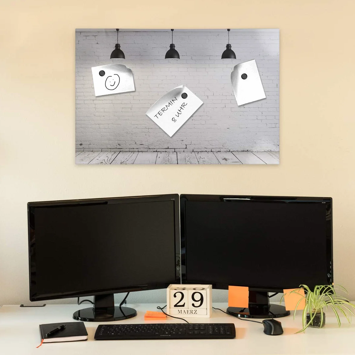 Navaris Pizarra magnética 60x40cm Tablero industrial lavable con soporte y marcador