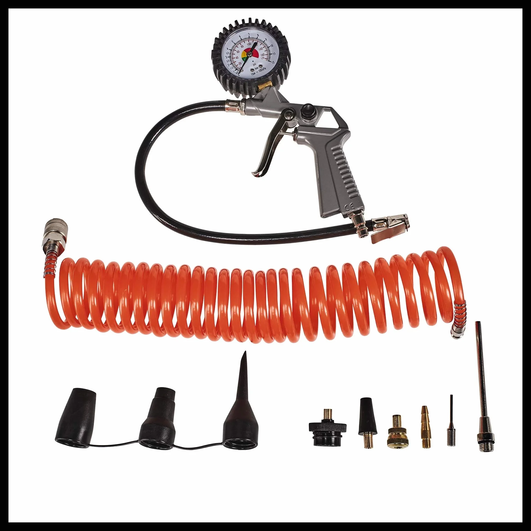 Einhell Compresor TC-AC 190/6/8 OF Set (1200 W, máx. 8 bar, depósito de 6 L, potencia de aspiración de 190 l/min, velocidad del motor 18000 min^-1, regulador de presión, manómetro, sin aceite)