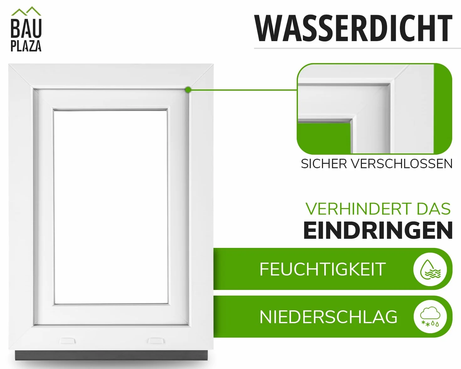 Kunststofffenster BxH 50 x 80 cm Weiß - Dreh-Kipp Kellerfenster DIN Links - 2-fach Verglasung 32 mm - Wärmeschutz & Schallschutz - PVC Fenster für Haus, Keller, Garage