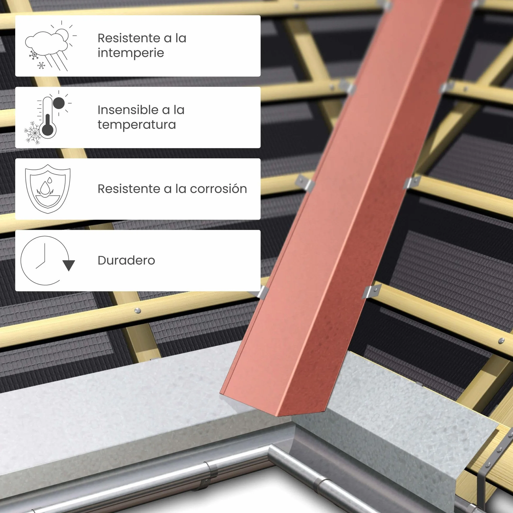 INEFA Tapajuntas de borde de aluminio con pliegue de agua 200cm, Tapajuntas de borde de plata para un drenaje óptimo del tejado, accesorios para canalones, tapajuntas de aluminio