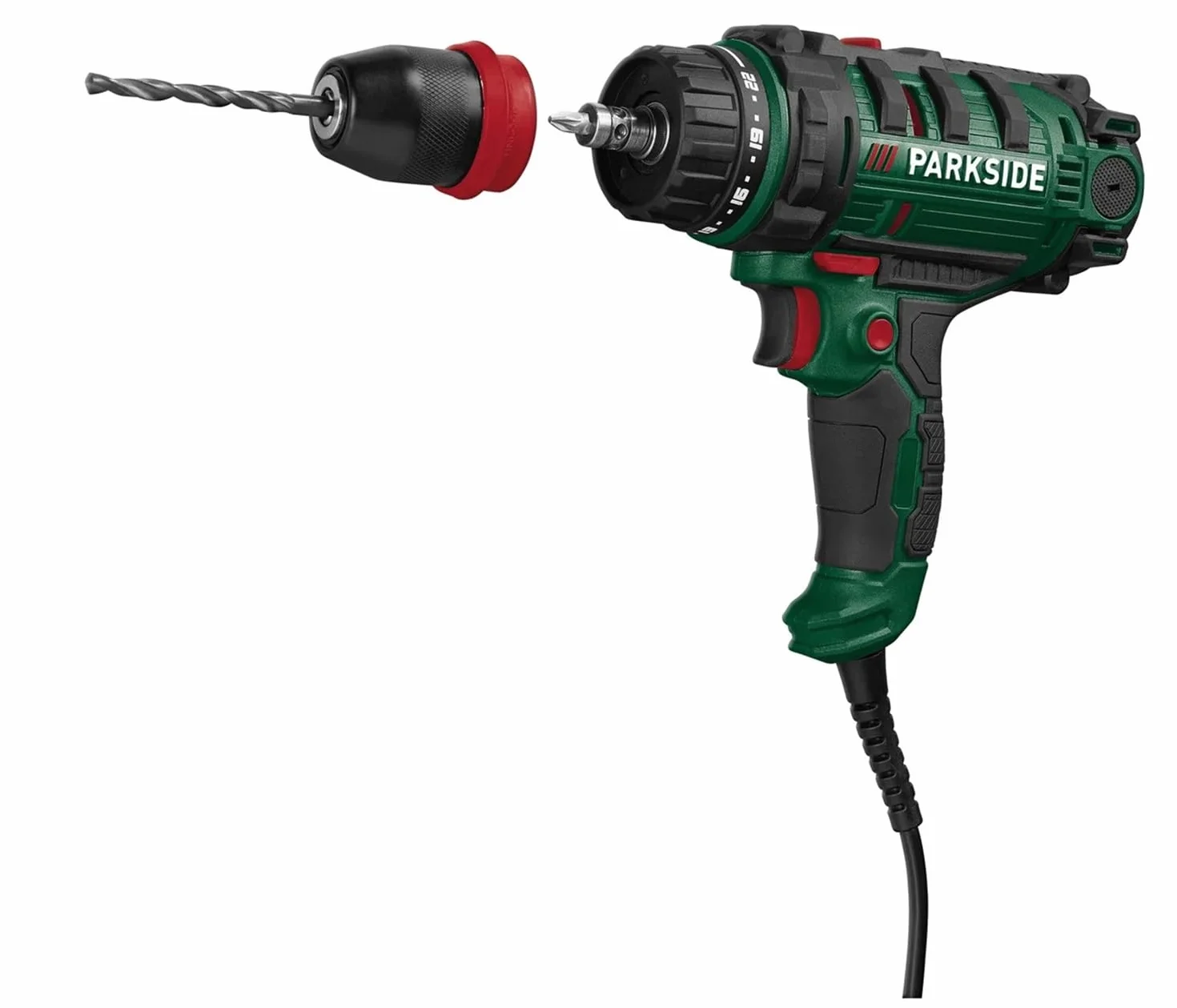 PARKSIDE - Taladro potente de 2 velocidades PNS 300 B3 resistente y duradero con 22 niveles + nivel de perforación hasta 1600 revoluciones por minuto, mango suave antideslizante, aspecto husillo,