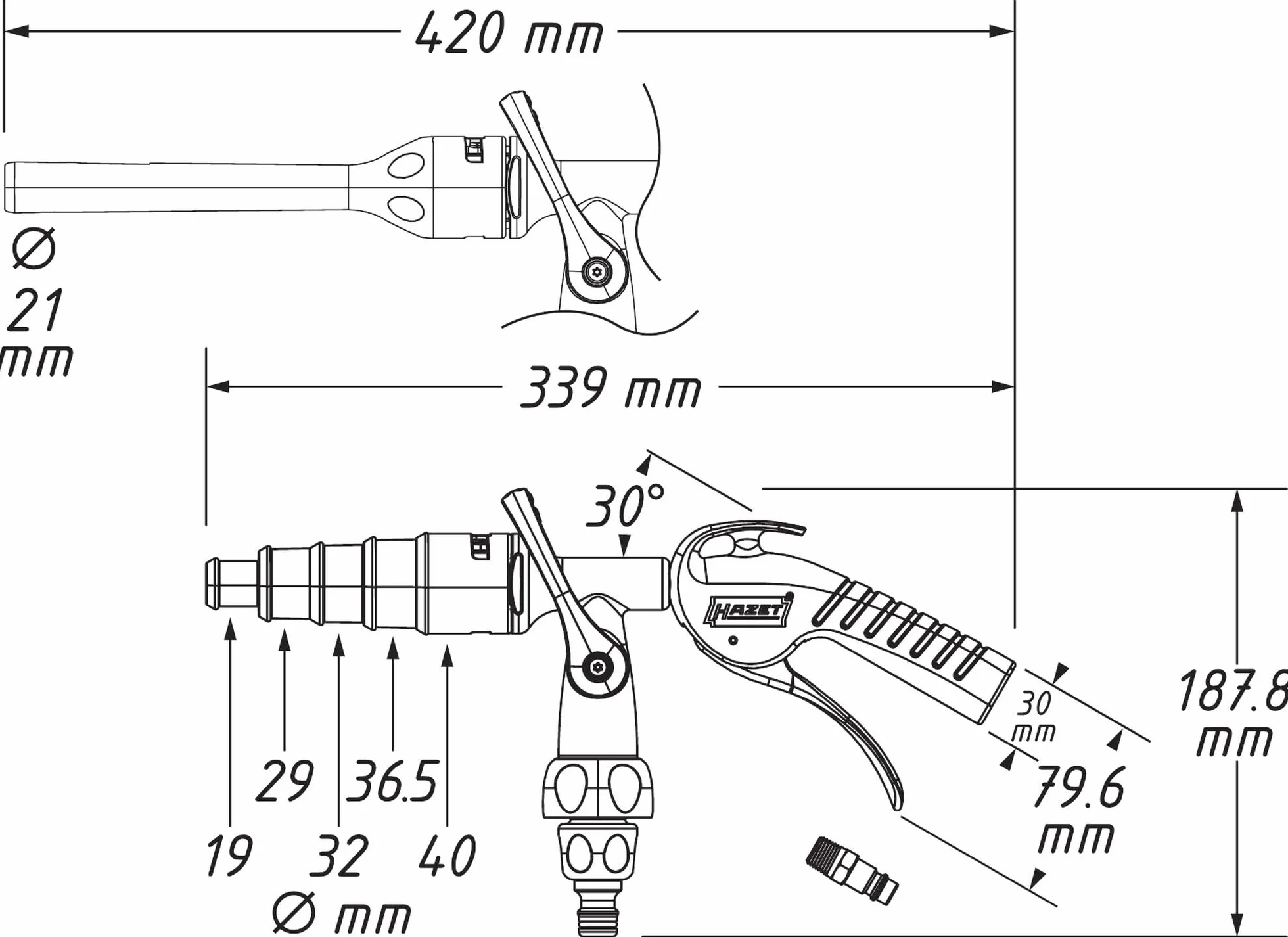 Hazet Juego de pistolas de lavado 9048P-2/3, Enjuagadora con sistema de refrigeración, Rango de temperatura de -10 a 40 grados, Limpieza sin utilizar productos químicos agresivos ni disolventes
