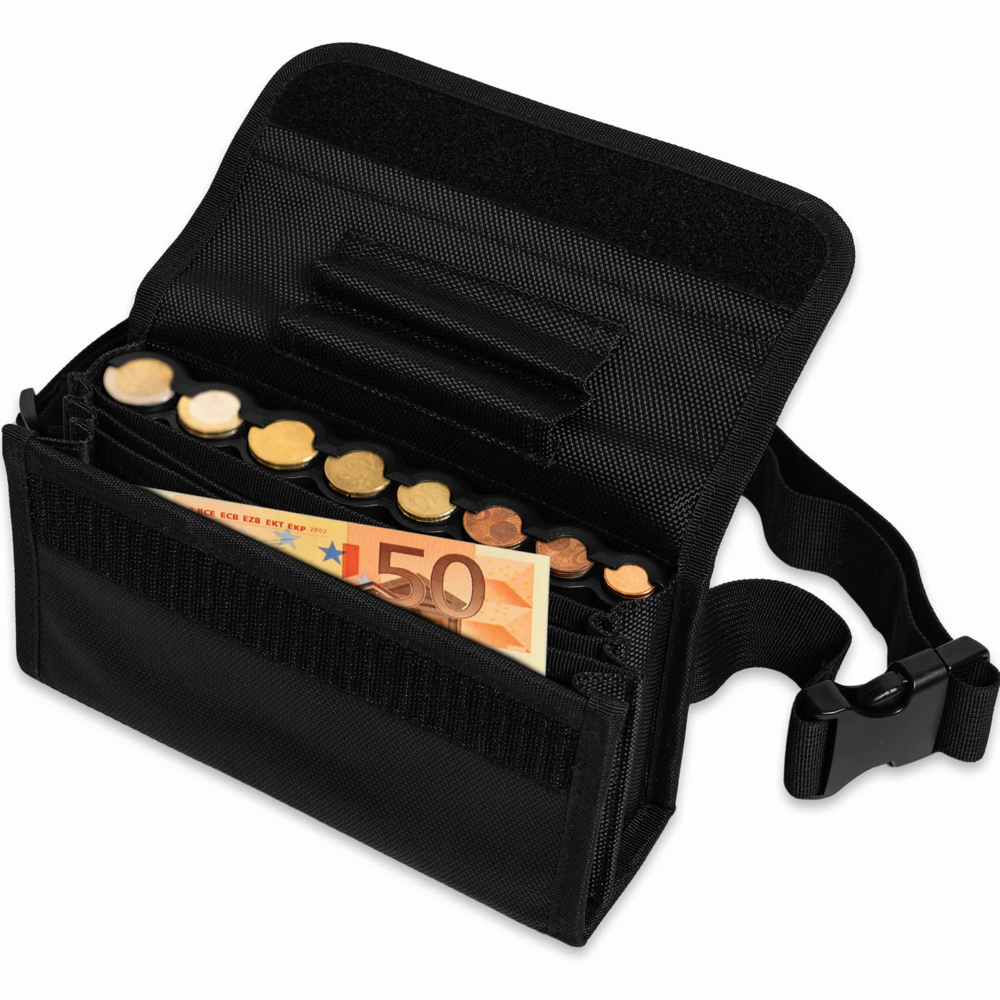 Bolso Camarero Organizador De Dinero Portamonedas Clasificador De Monedas Ideal para Monedero Taxista o Riñonera De Trabajo Organizador Porta Monedas Profesional Resistente Y Ajustable