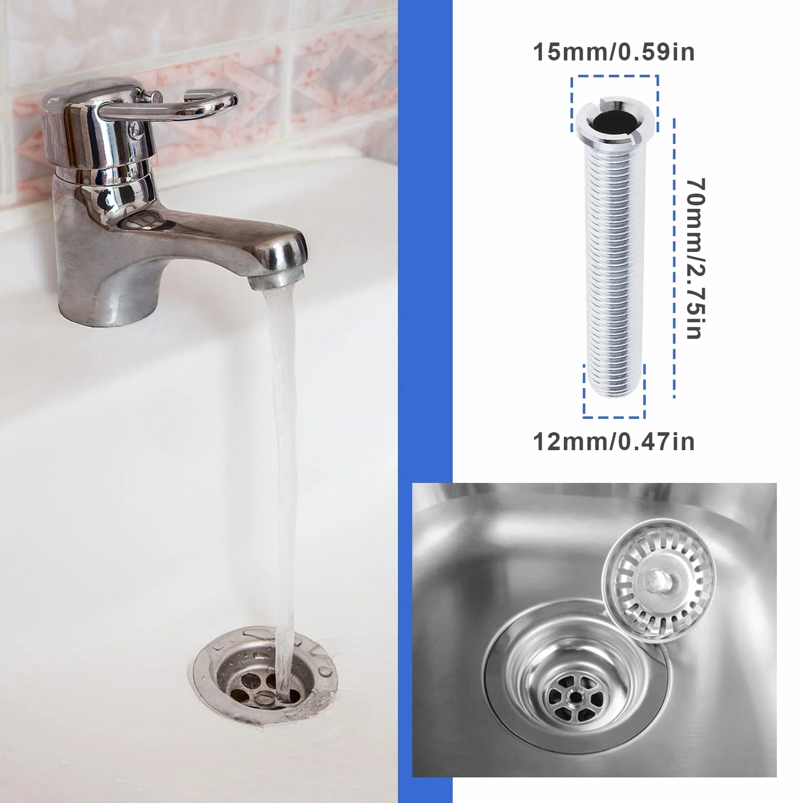 Lavabo de Cerámica Colador con Cabezal para Tornillo de Perno Extendido 70mm