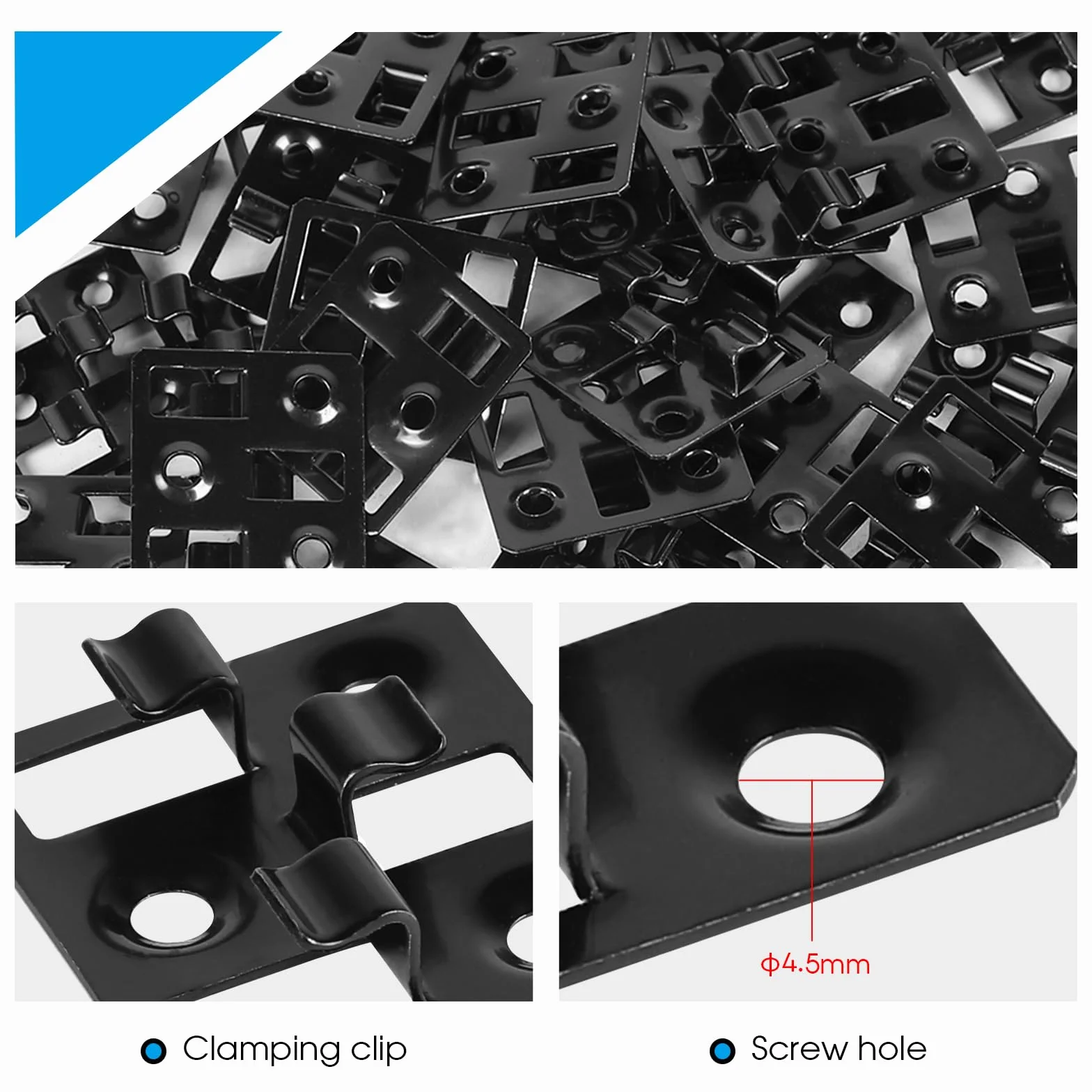 100 unidades Clips para tarimas WPC en acero inoxidable, Clips ocultos, Separadores para fijación de tarimas (Negro, Espacio 3mm, Altura 7mm)