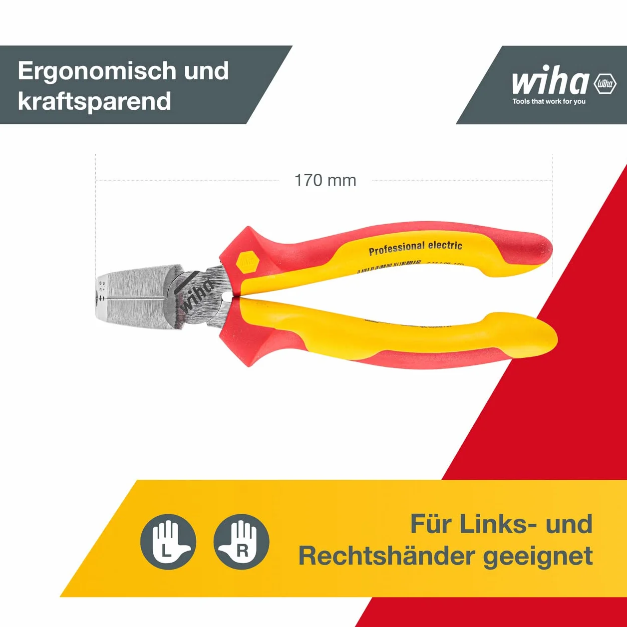 Wiha Alicates de instalación TriCut Professional electric 170 mm, 7" (38552)