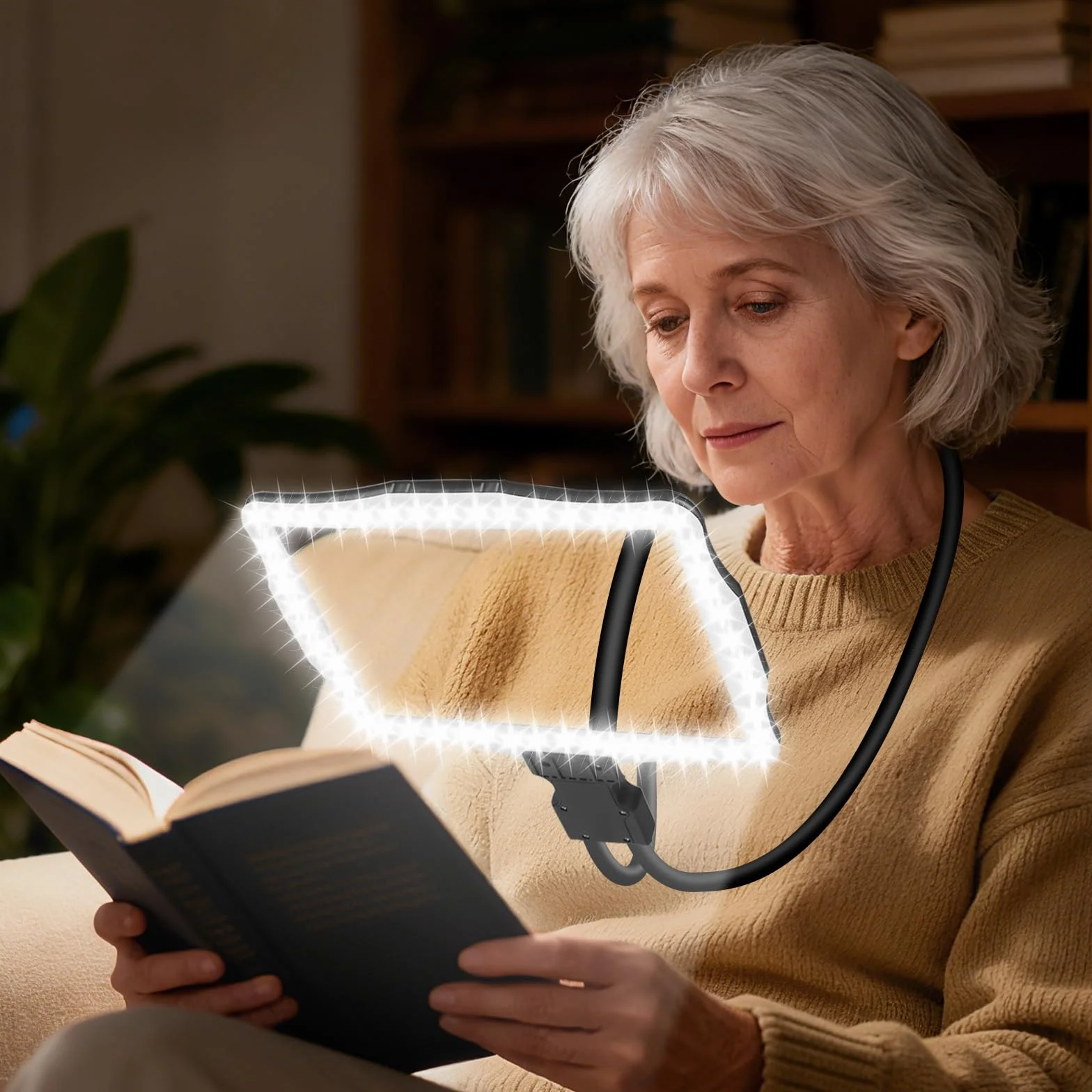 NZQXJXZ 10X Lupa con Luz, Lupa para Leer Libros con Manos Libres, Lupa Lectura de Página Completa con Cuello de Cisne Flexible para Costura, Reparación y Baja Visión, 27 x 20 cm