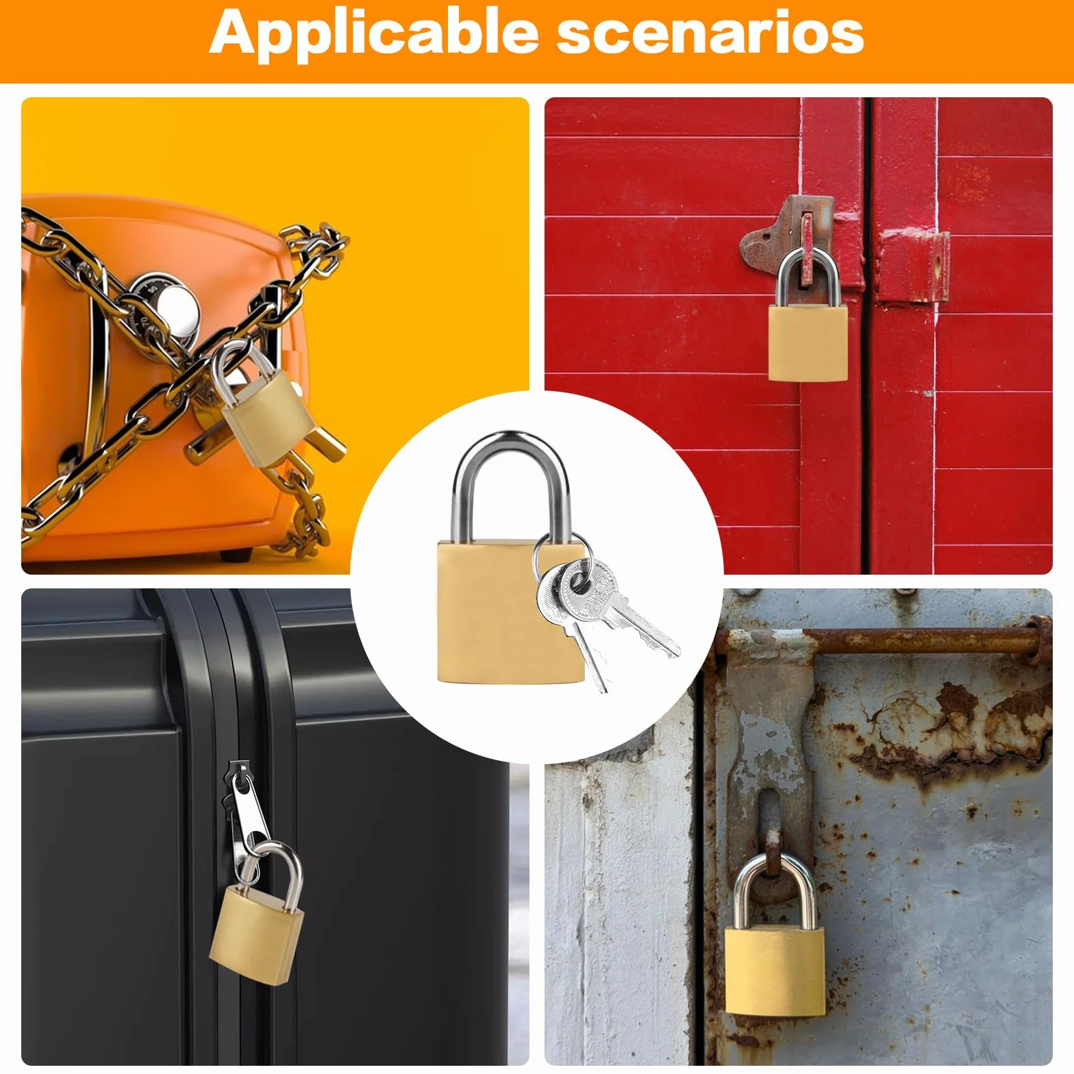 Candados de Seguridad con Llave, 12 Piezas, 20mm, Negro, Metal, para Taquillas, Gimnasio, Maletas, Armarios, Mochilas, Bicicletas, Puertas y Ventanas