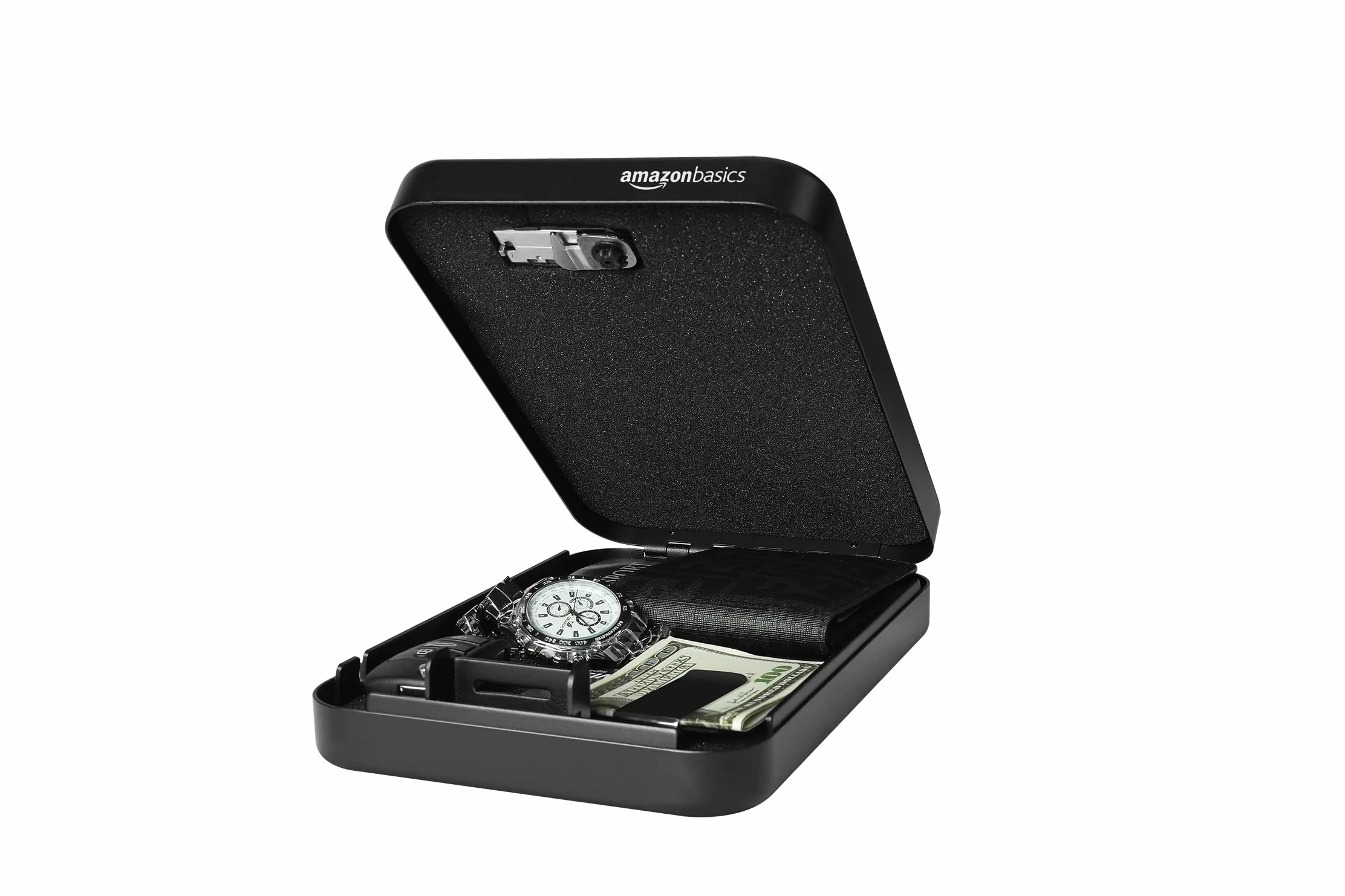 Amazon Basics Caja de Seguridad portátil con Cerradura de combinación para Documentos y Joyas, XXL, Color Negro
