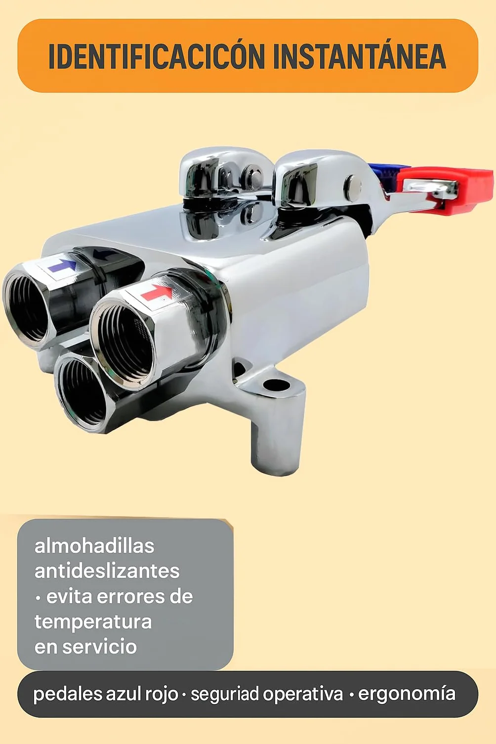 RO Linea Blanca Grifo Pedal Doble Mezclador Para Fregadero Acero Inoxidable Agua Fria Y Caliente Montaje En Suelo