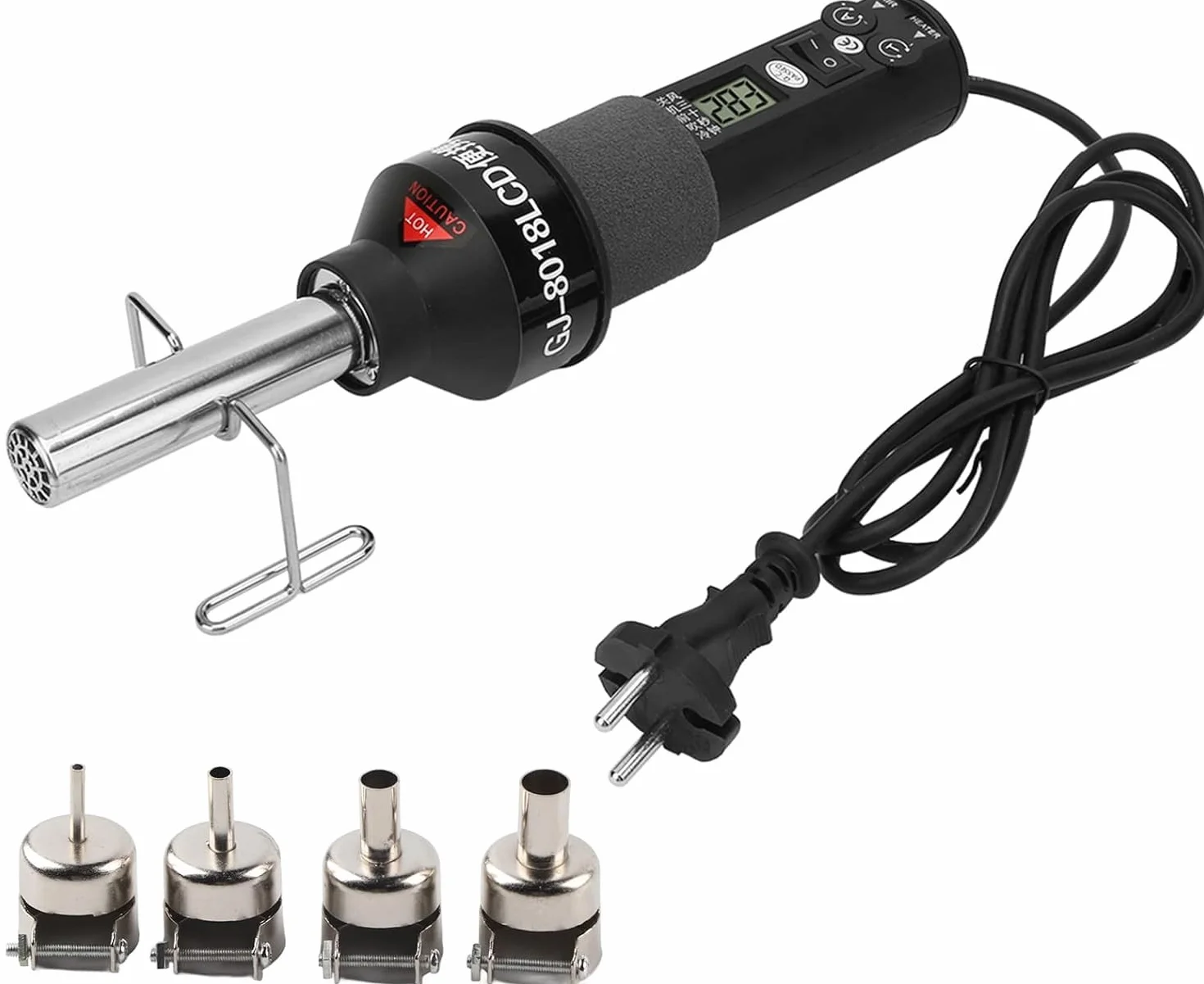 DEWIN Pistola de Calor, Hot Air Gun Pistolas Pintura 220V 450W LCD Ajustable Pistola de Aire Caliente de Calor Electrónico Estación de Soldadura IC SMD BGA