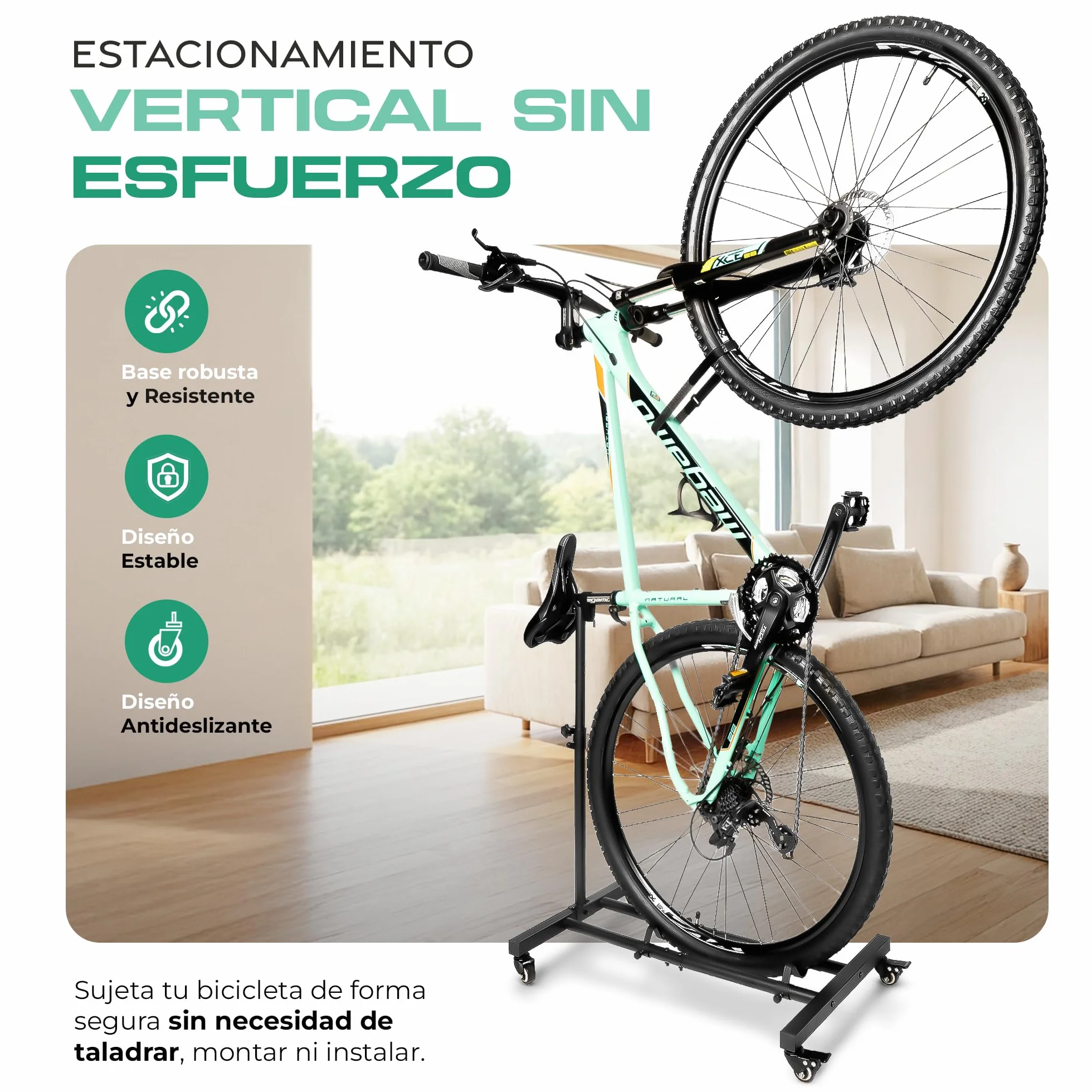 Genérico CHIROS Soporte Bicicletas Suelo Vertical Aparca Bicis de Suelo Casa Garaje