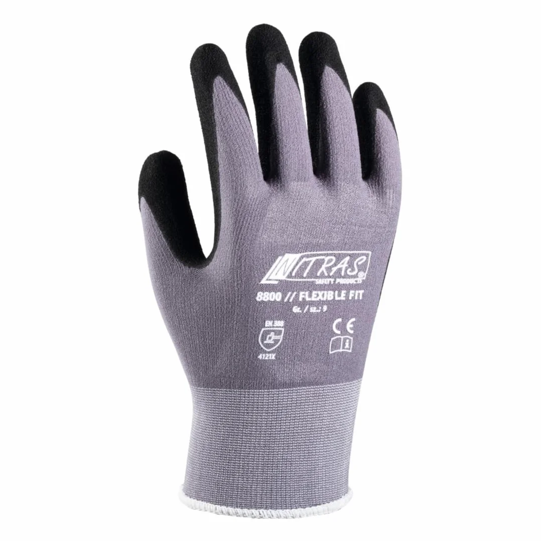 Nitras 8800 - Guantes de jardinería flexibles (12 pares, alta resistencia a la abrasión, muy buen agarre)