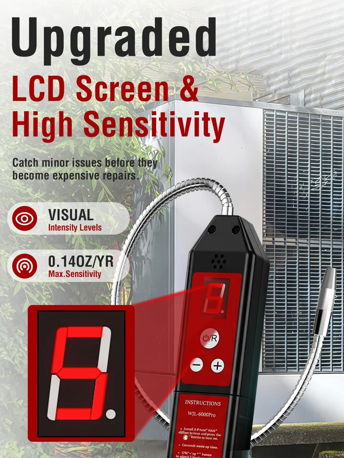 Detector de Fugas de Refrigerante con UV Luz WJL-6000Pro Freón HVAC Aire Acondicionado