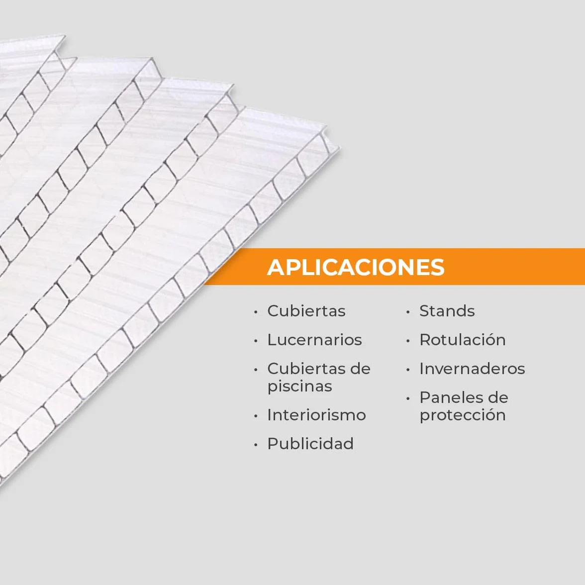 Panel de Policarbonato Celular Compacto - Plancha Opal Hielo - 1000 x 1050 mm - Grosor 10 mm - Placa Multiusos - Exteriores, Invernaderos, Techos, Suelos