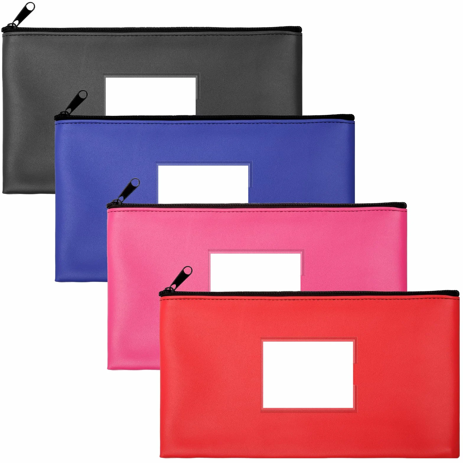 Bolsa para Guardar Dinero con Cremallera 28x16cm PU Cuero Impermeable para Billetes y Pasaportes