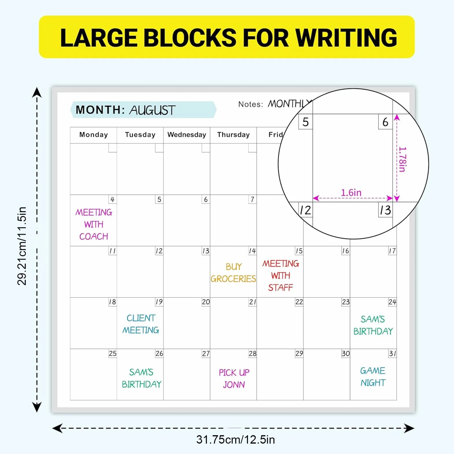Calendario Permanente 150x85cm Tablero De Planificación Anual Reutilizable