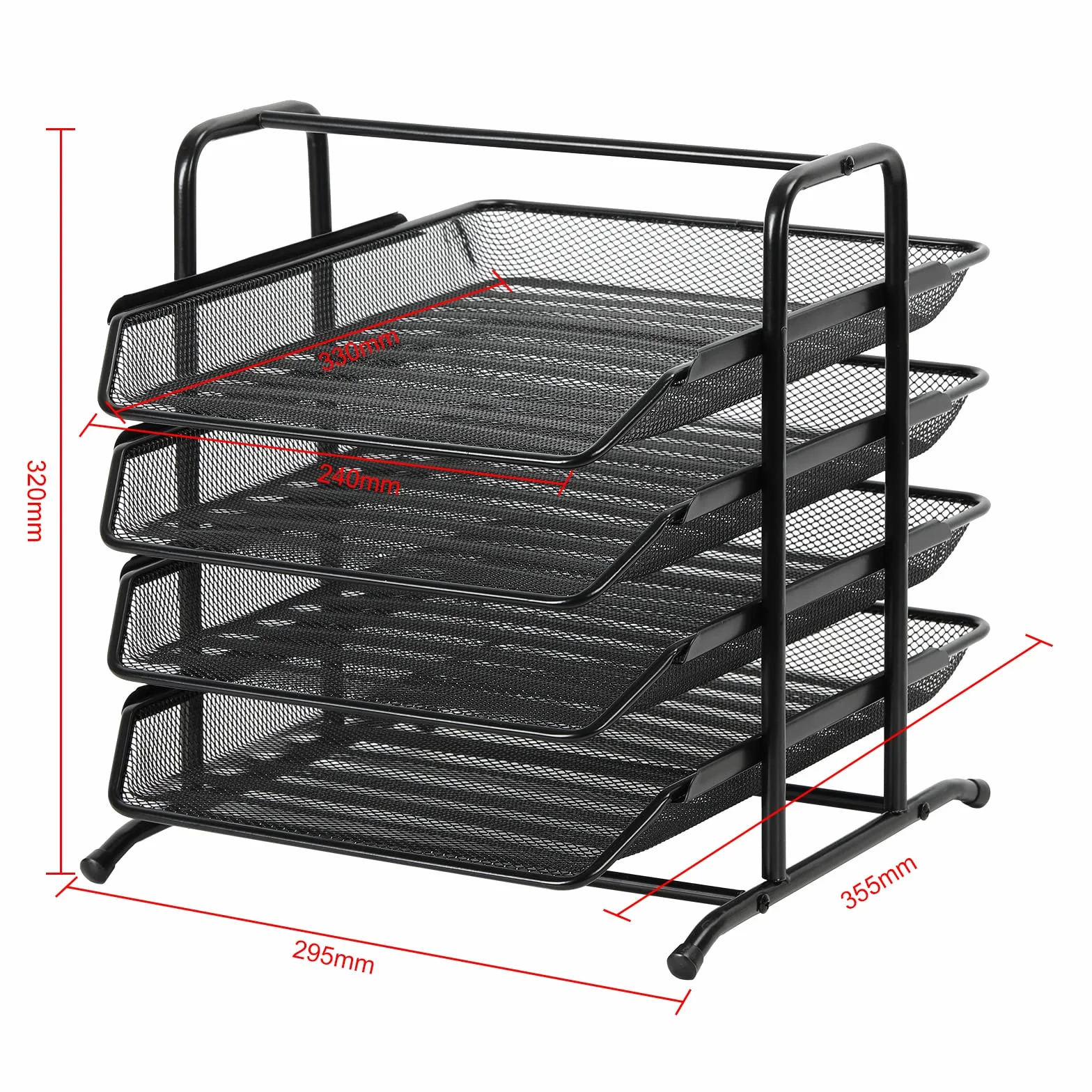 EasyPAG 4-poziomowy metalowy organizer biurkowy na dokumenty A4, czarny