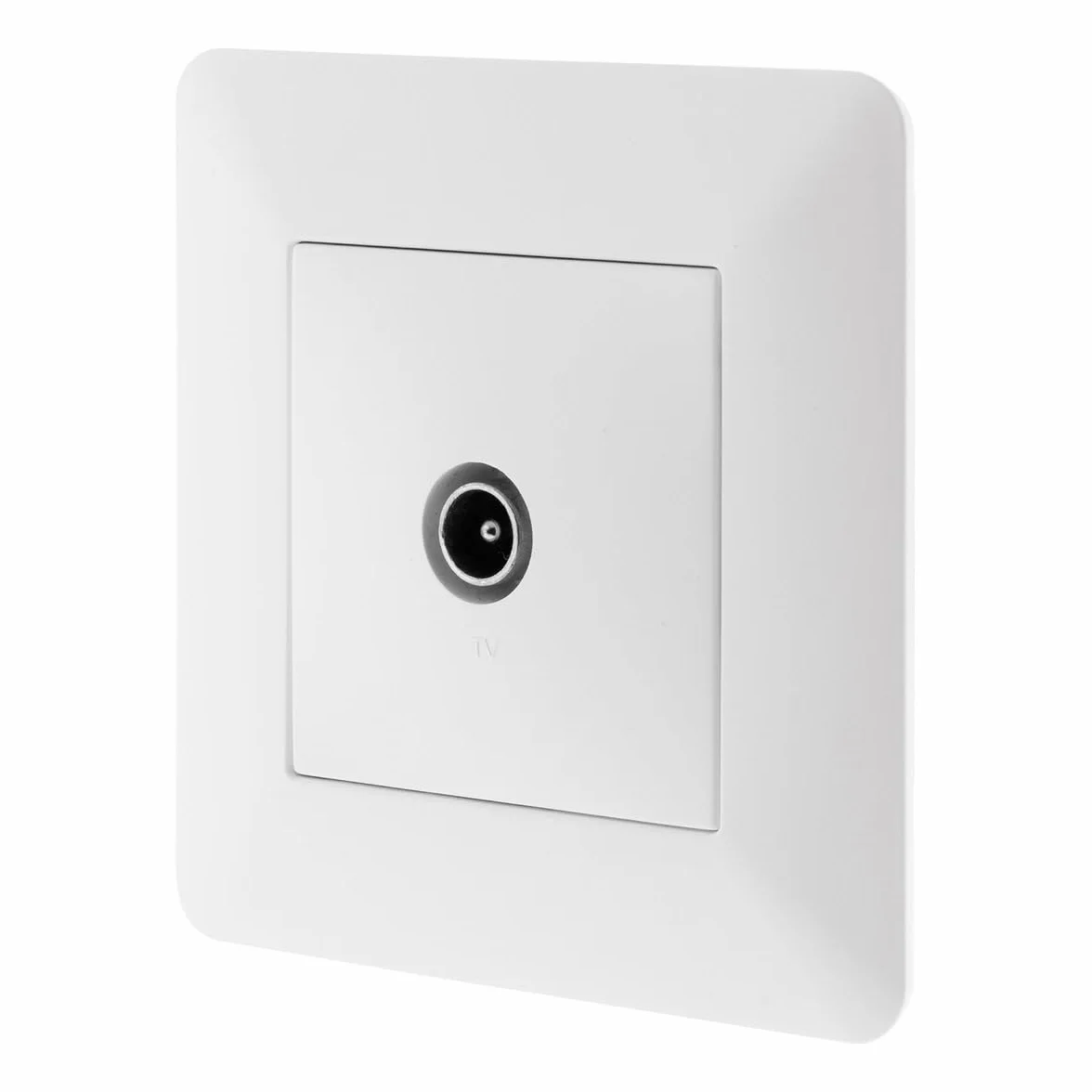 Zenitech - Toma de TV Ø9,52 mm - Equipamiento Empotrado - Motor Compacto para Fácil Cableado, Frontal Ajustable - Compatible con Caja de Empotrar - Placa 86 x 86 mm - Blanco