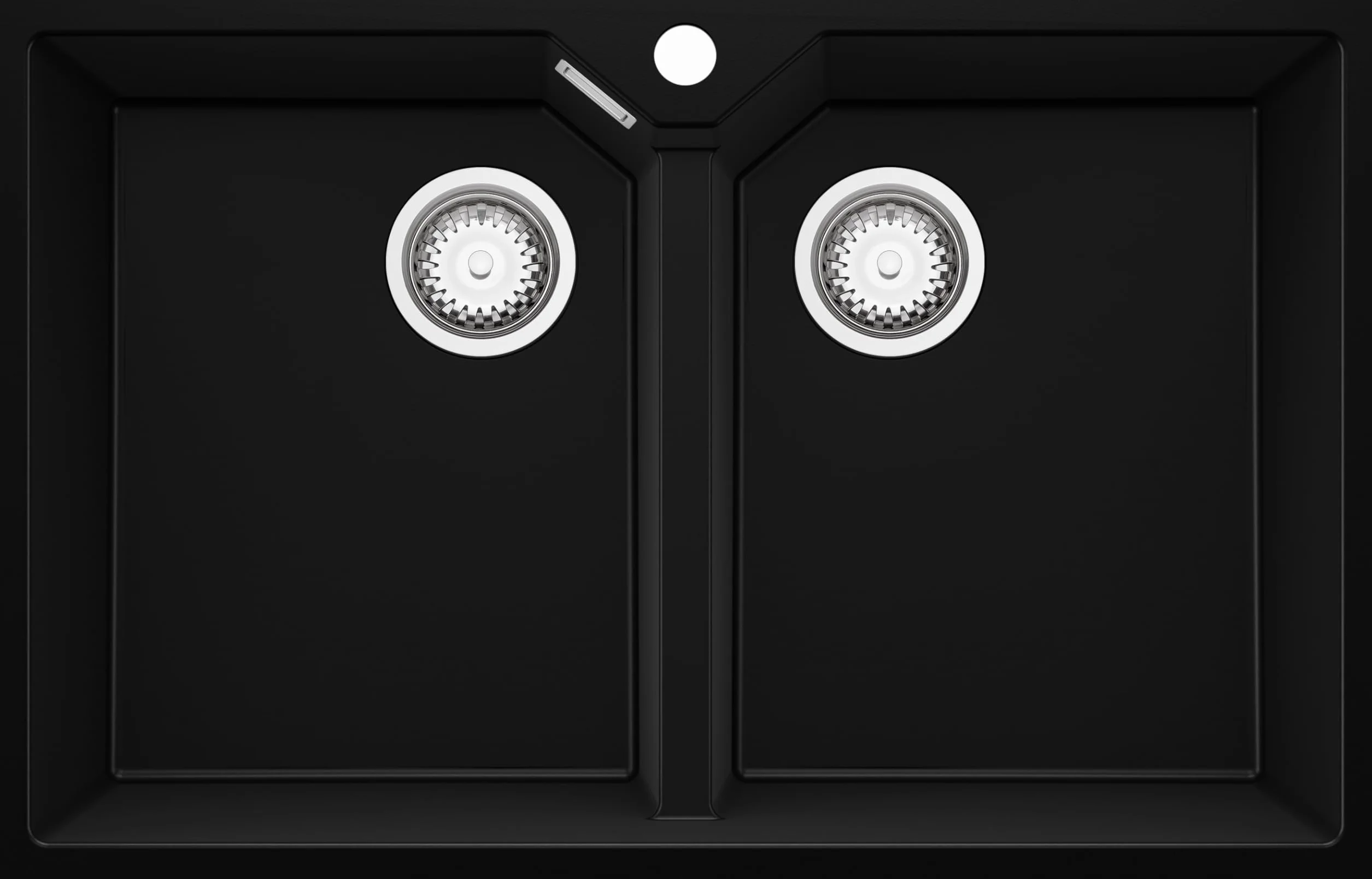PRIMAGRAN Fregadero Cocina Negro 78x50cm, Granito 2 Senos + Sifón, Sobre Encimera al Mueble 80cm - Madrid Twin S001
