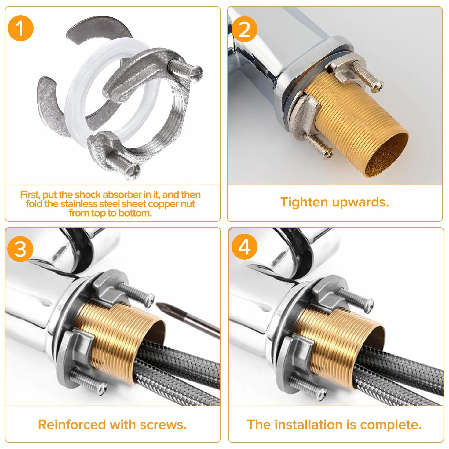 31mm Kit de Tuercas de Fijación de Grifo, Kit de Fijación de Grifo, para Grifos de Agua Caliente y Fría en Lavabos de Cocina y Baño, Acero Inoxidable