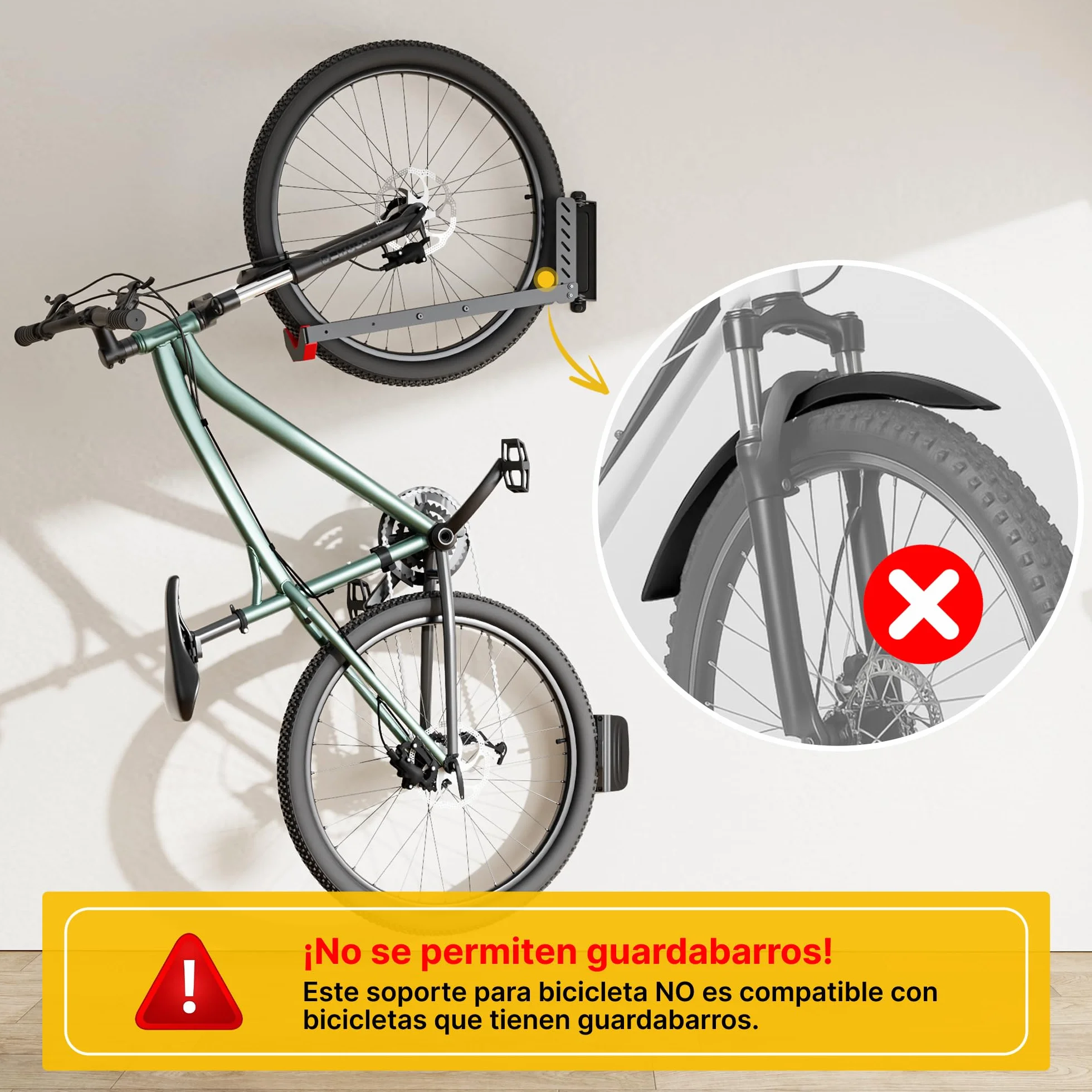 monTEK Soporte de Pared Giratorio para Bicicleta, Colgador Bicicleta Pared Ajustable y Plegable, Diseño de Elevación Fácil, Soporte de Bicicletas Ahorra Espacio para Garaje, hasta 35 kg, 2 Paquete