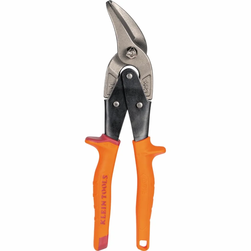 Klein Tools Tijeras compensadas de corte izquierdo 2400L, tijeras de hojalata de aviación con hoja forjada para corte de chapa de precisión