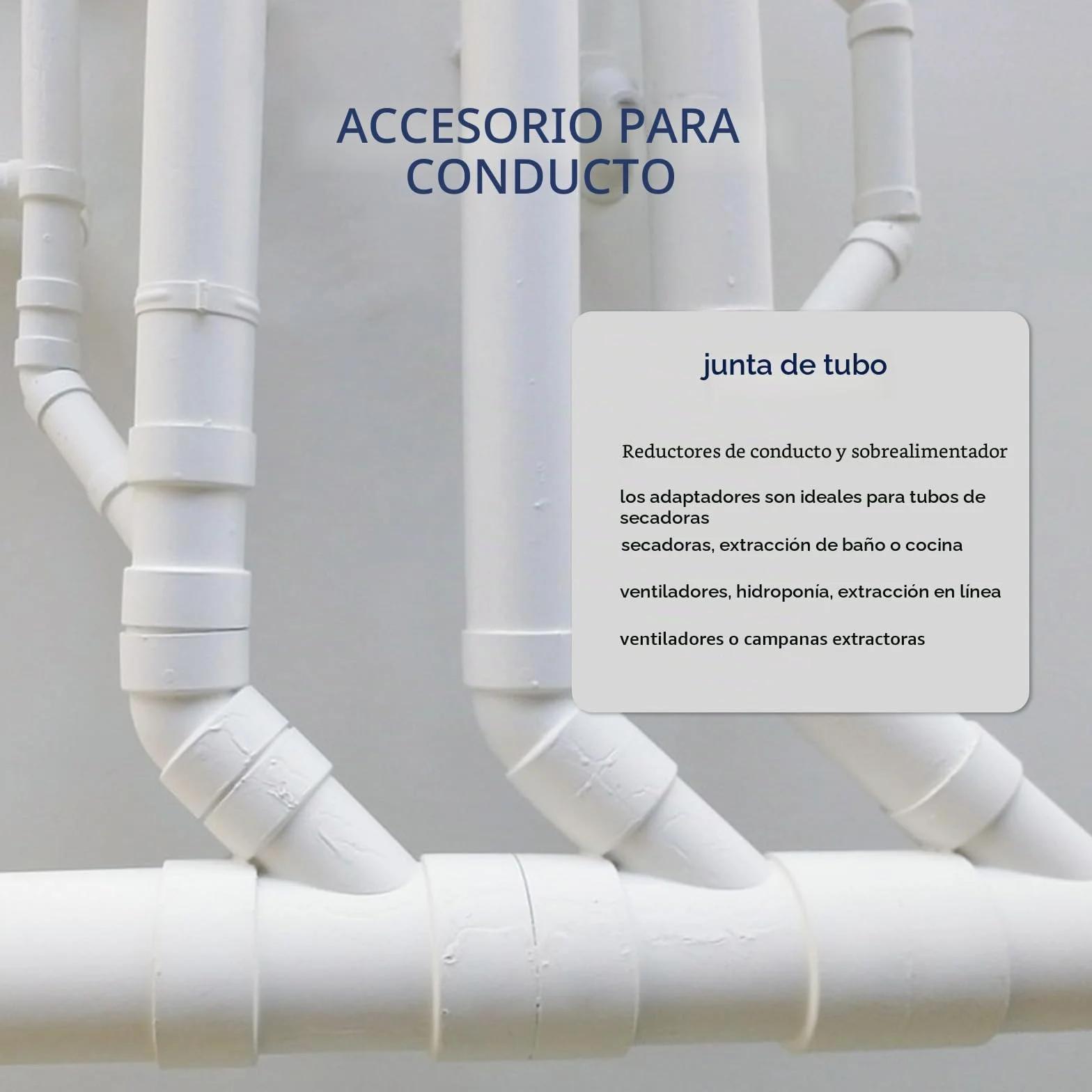 Adaptador de Conducto 150 mm a 100 mm, Tubo Reductor 150 a 100 Tubo Campana Extractora Reductor Universal para Sistema de Ventilación con 2 Abrazaderas, Adaptador para Conectar Conductos(ABS)