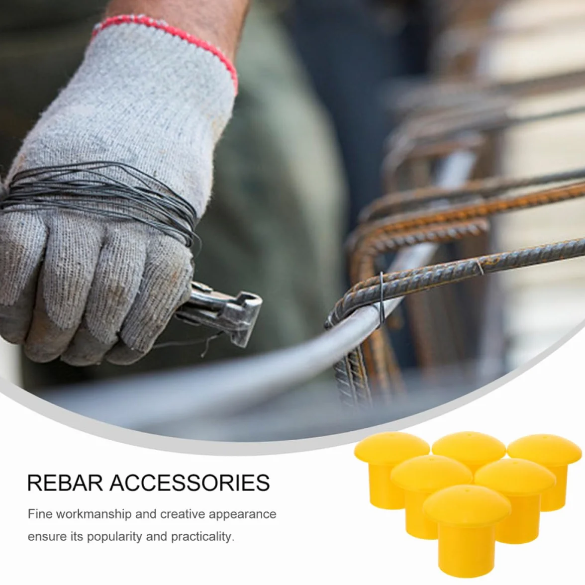 Tapas de Seguridad Protector de Extremo Resistente 60 Alta Visibilidad para Varillas de Refuerzo de Plástico Amarillo para Obra y Construcción