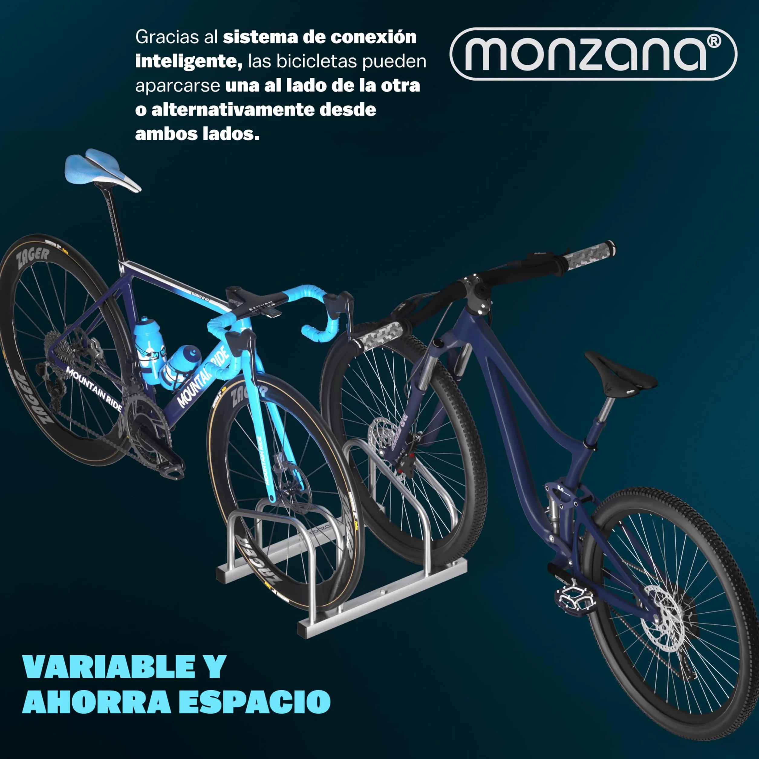 Monzana® Soporte para Aparcar Bicicletas, Aparcamiento Estacionamiento 3 Bicis, Parking Bicicleta 30-65mm, Guarda Bici Interior Exterior, Montaje Pared Suelo, Aparcabicicletas, Portabicicletas