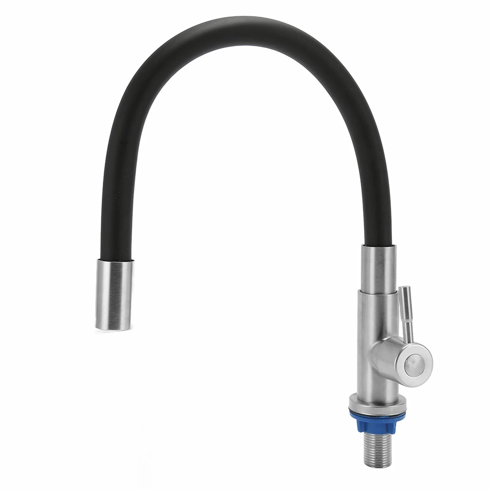 aqxreight Cuenca de Acero Inoxidable único Grifo Flexible Giratoria Fregadero de Cocina Agua Fría con Silicona para Cuencas de Lavado Universales