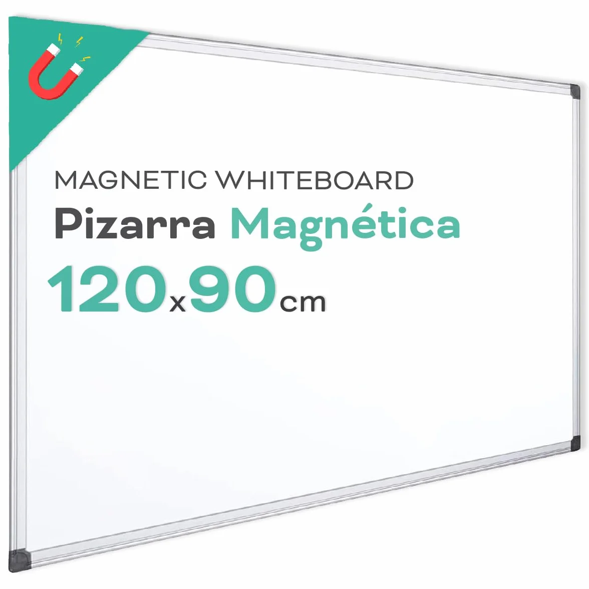 Pizarra Magnética Blanca Marco de Aluminio 120x90 Oficina Escuela