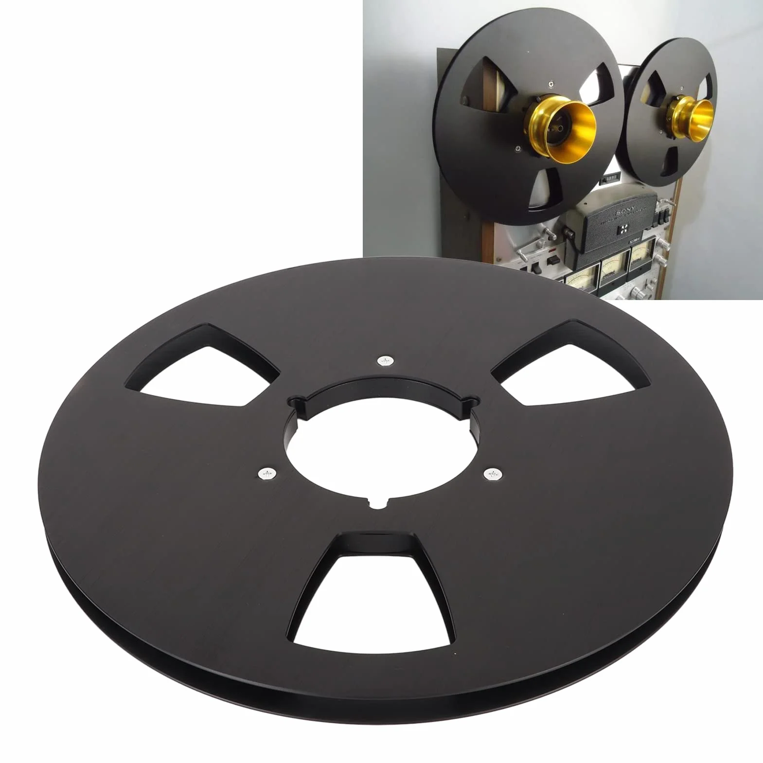 1 Uds. Carrete de Cinta Vacío de 1/4 10 Pulgadas, Carrete Abierto Cinta de Audio Carrete Vacío Carrete de Aluminio Grifo Ereel para Nab Reel. (Negro)