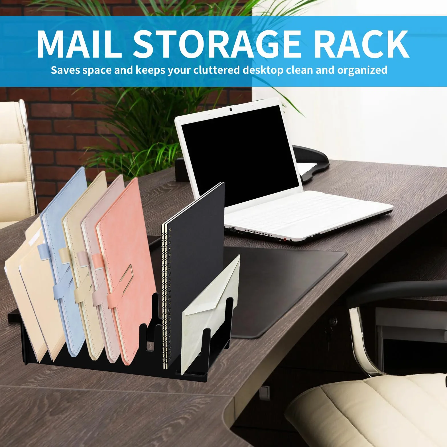 Soporte para Correo de Encimera, Portacartas con 12 Ranuras, Acrílico Negro