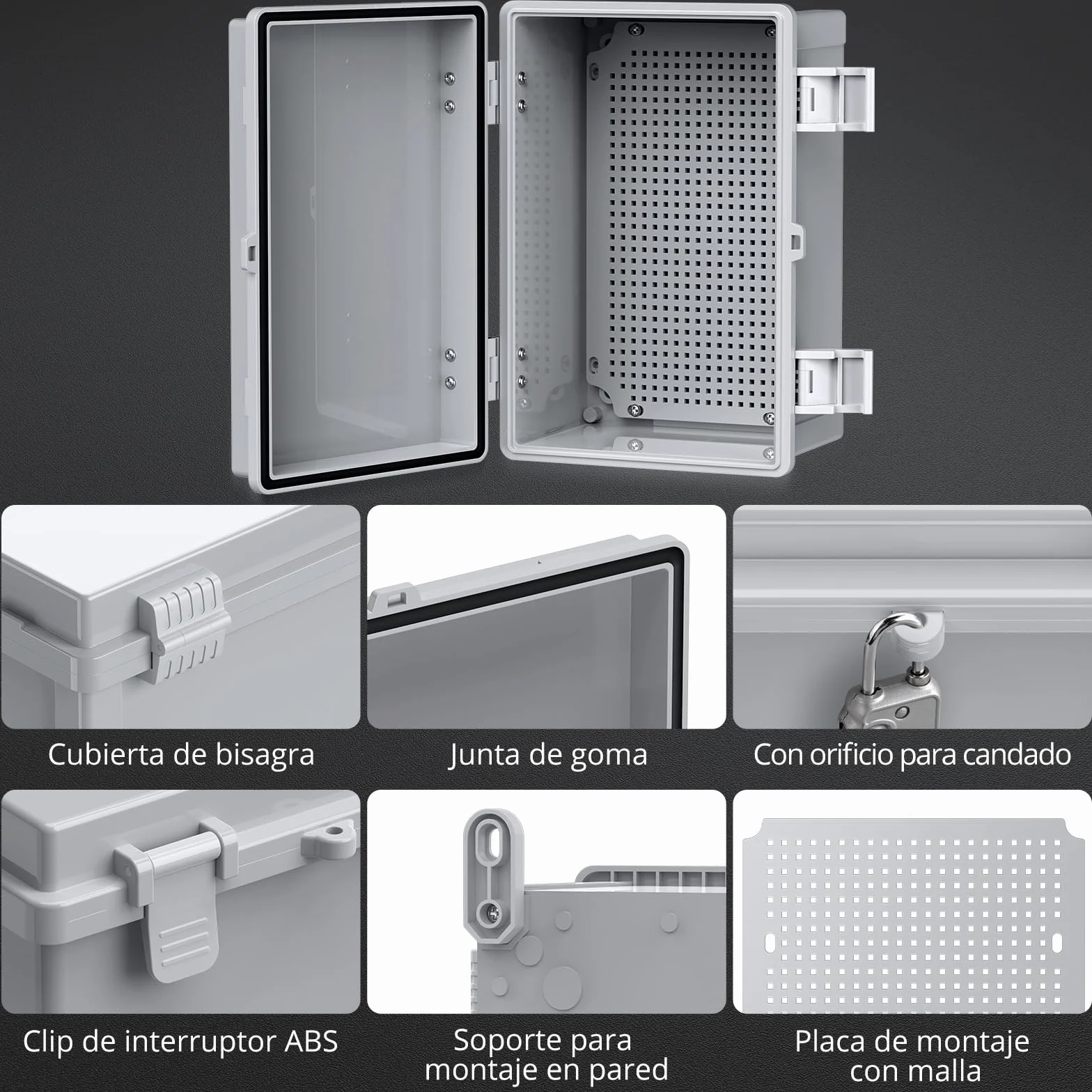 CAMWAY Caja Estanca Exterior Electrica Impermeable IP67, Cuadro Eléctrico Superficie con Carcasa Plástico ABS, Cajas de Empalmes 30 * 20 * 16cm,Blanco