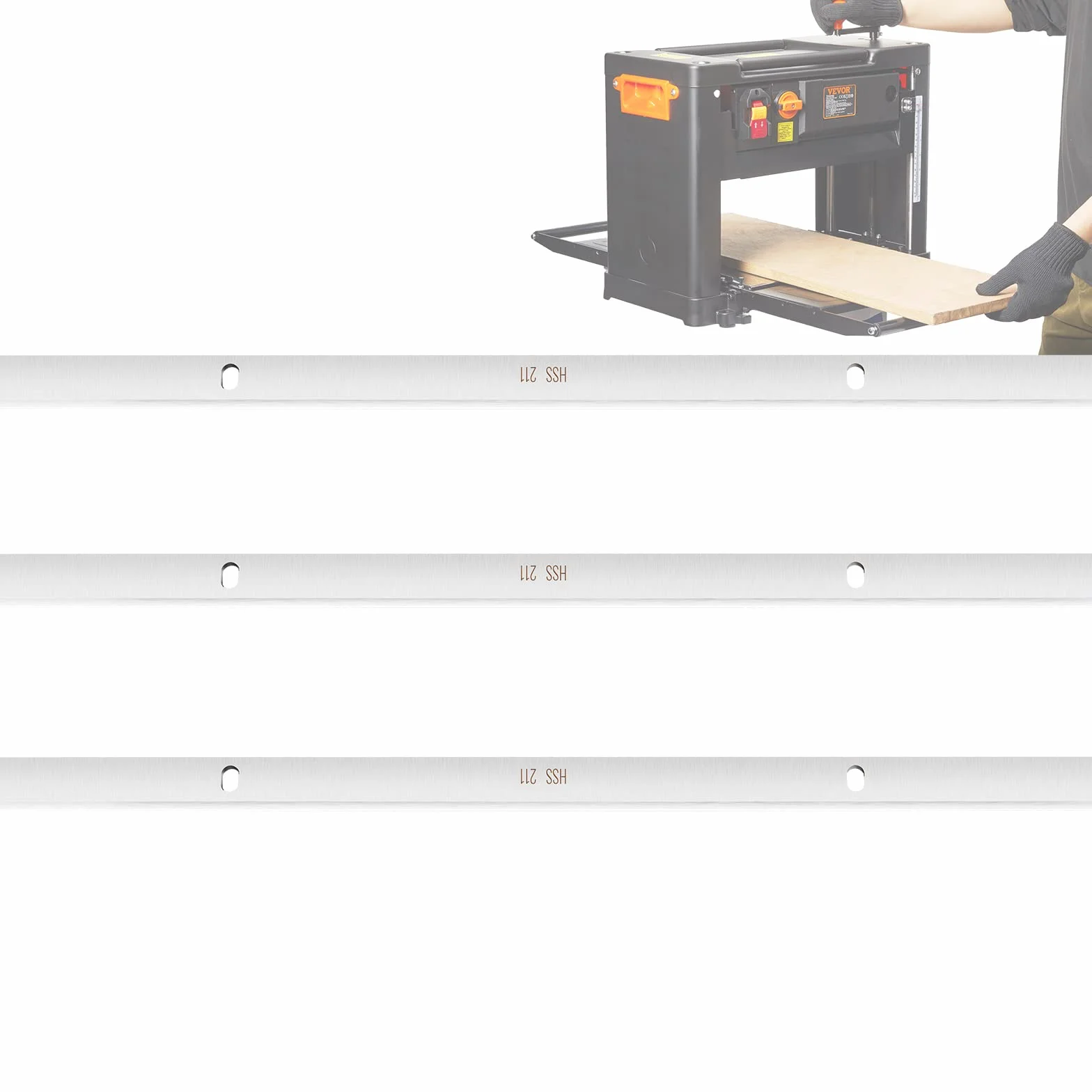 VEVOR Cuchillas para Cepilladora Eléctrica 3 Pcs Acero de Alta Velocidad Borde Único Cuchillas de Cepilladora para Carpintería Ángulo de Bisel 45° Cuchillos HSS para Planes para Cepilladora HRC55-60