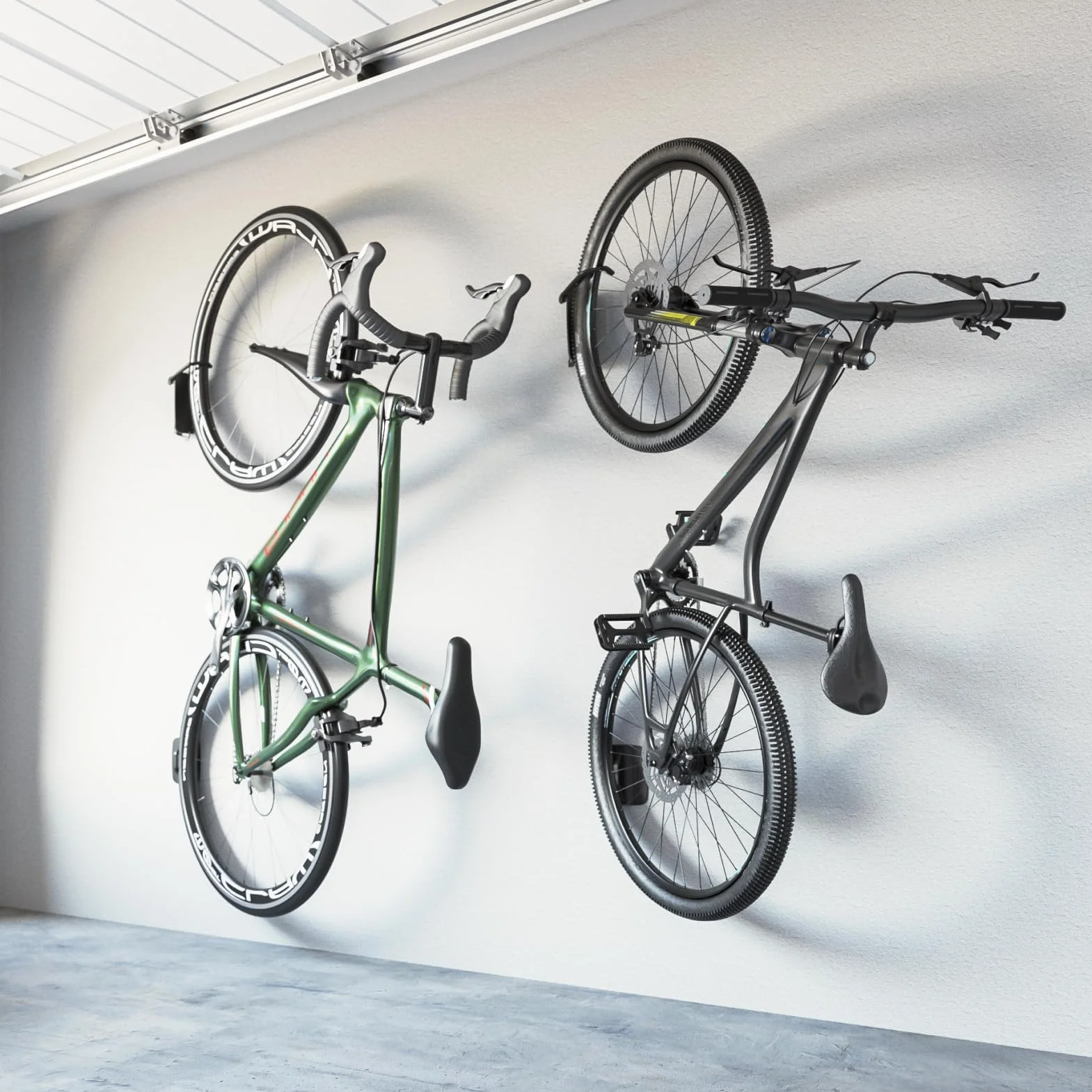 monTEK Soporte Bicicleta Pared Giratorio, Colgador Bicicleta para Garaje, Soporte Vertical para Bicicletas MTB y Carretera, Ahorra Espacio