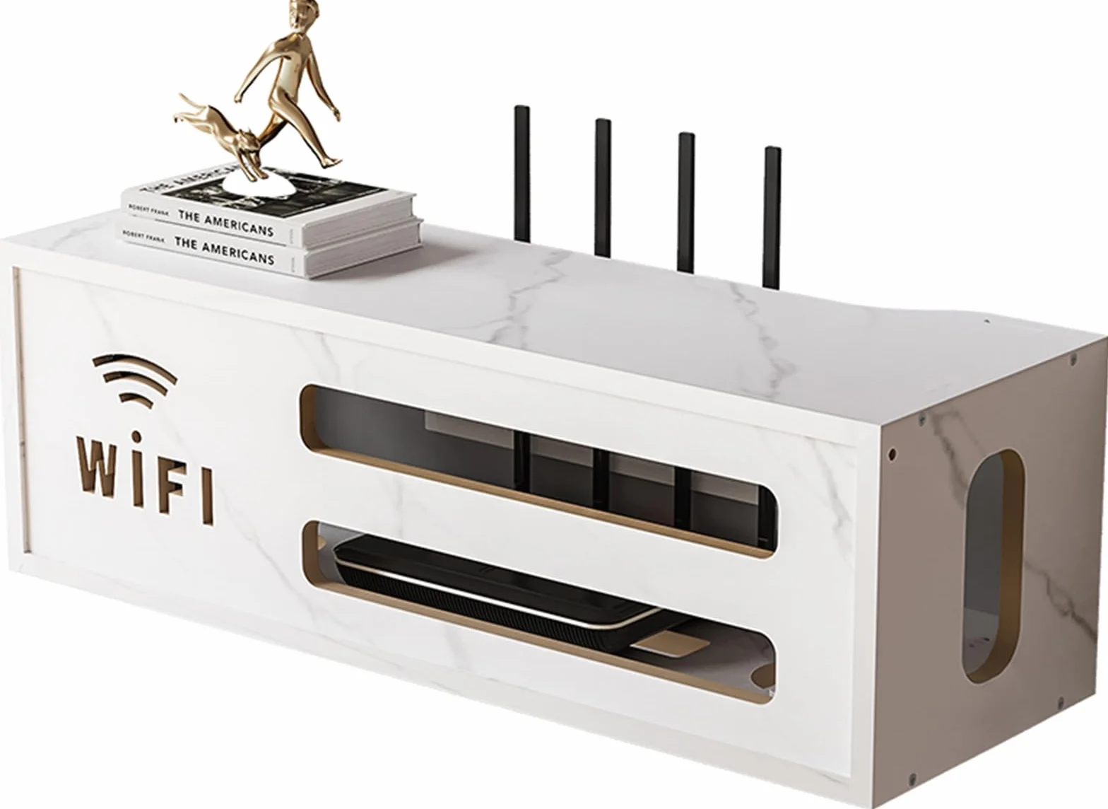 Caja de Almacenamiento de enrutador WiFi, Estante de enrutador WiFi, Home Caja Router WiFi para Pared Estante de Almacenamiento de Router(White)