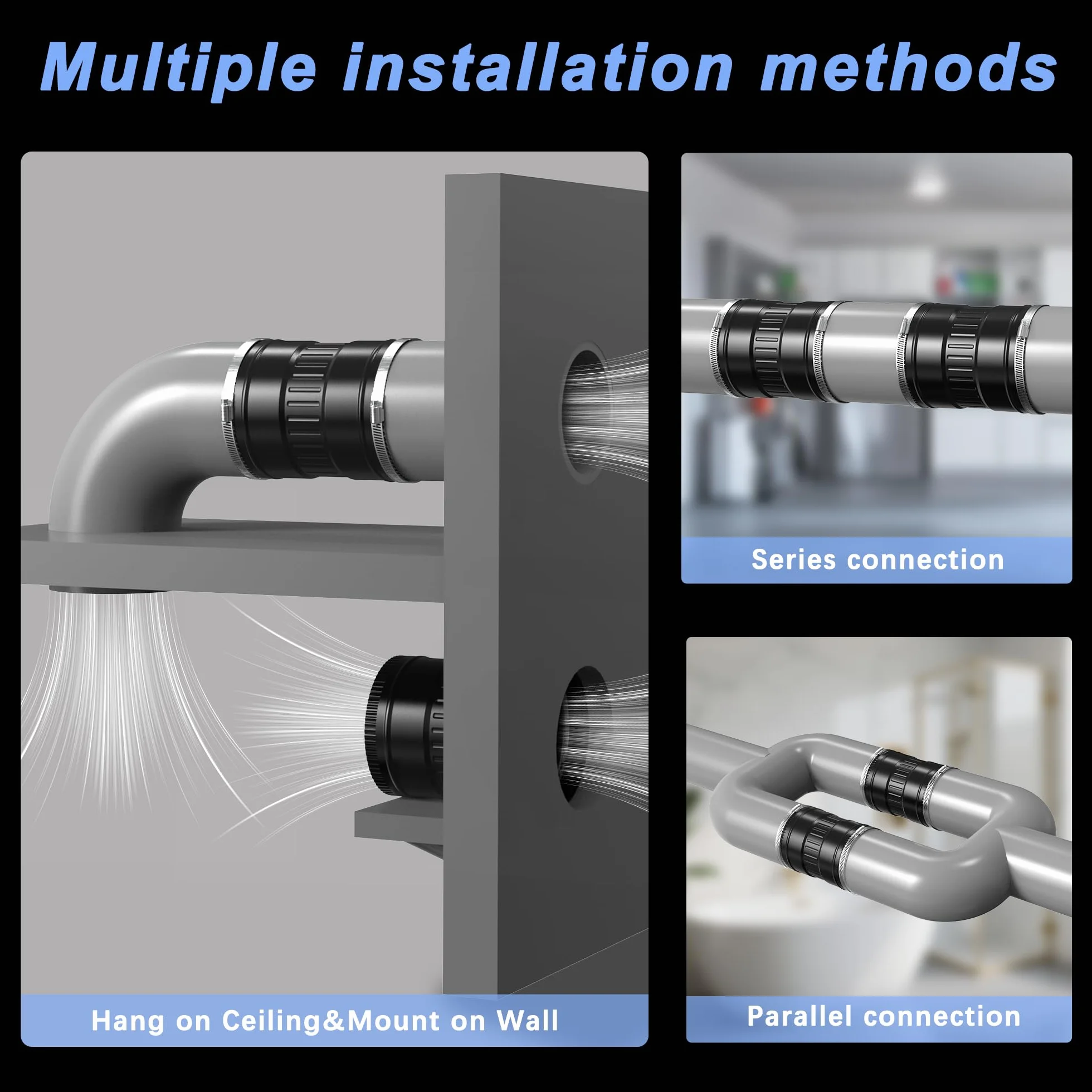 Extractor de Aire 125mm 586m³/h con Regulador y Enchufe para Conducto