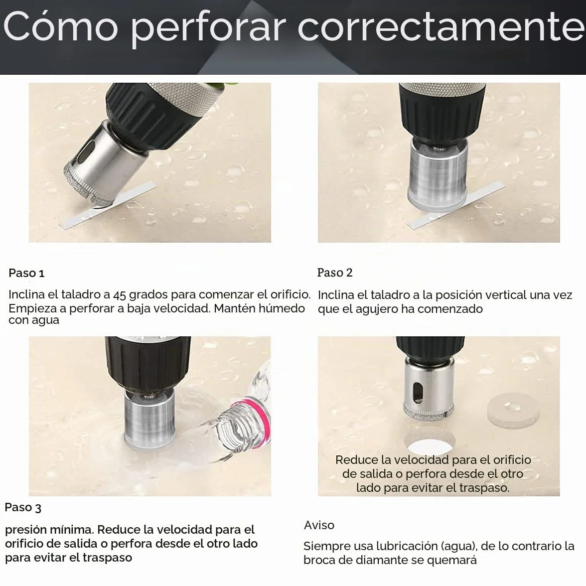 Flintronic - Broca de diamante, 15 piezas, sierra de campana, juego de herramientas, sierra de diamante para vidrio/azulejos, cerámica, mármol/porcelana de acero al carbono 8 mm-50 mm